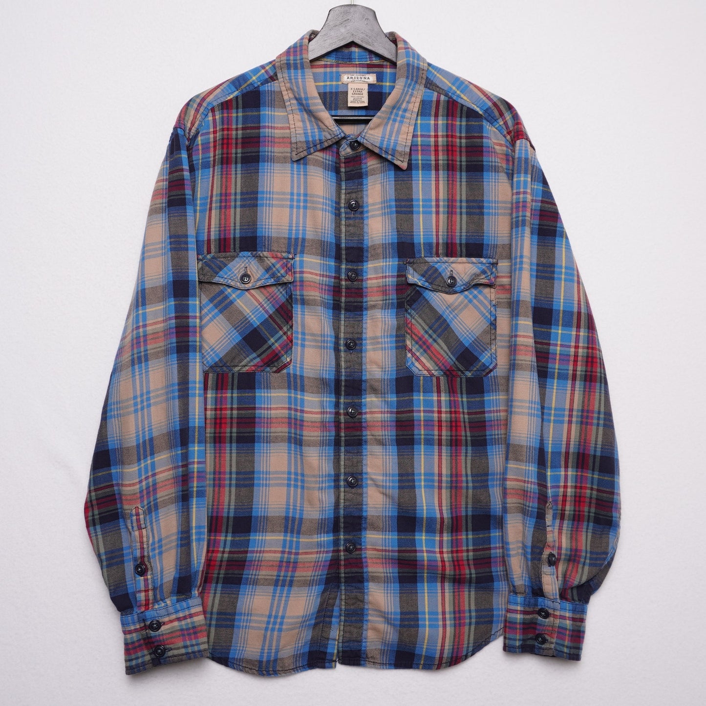 Arizona Jean Co. Men’s Plaid Flannel Button Up Shirt Vintage Grunge