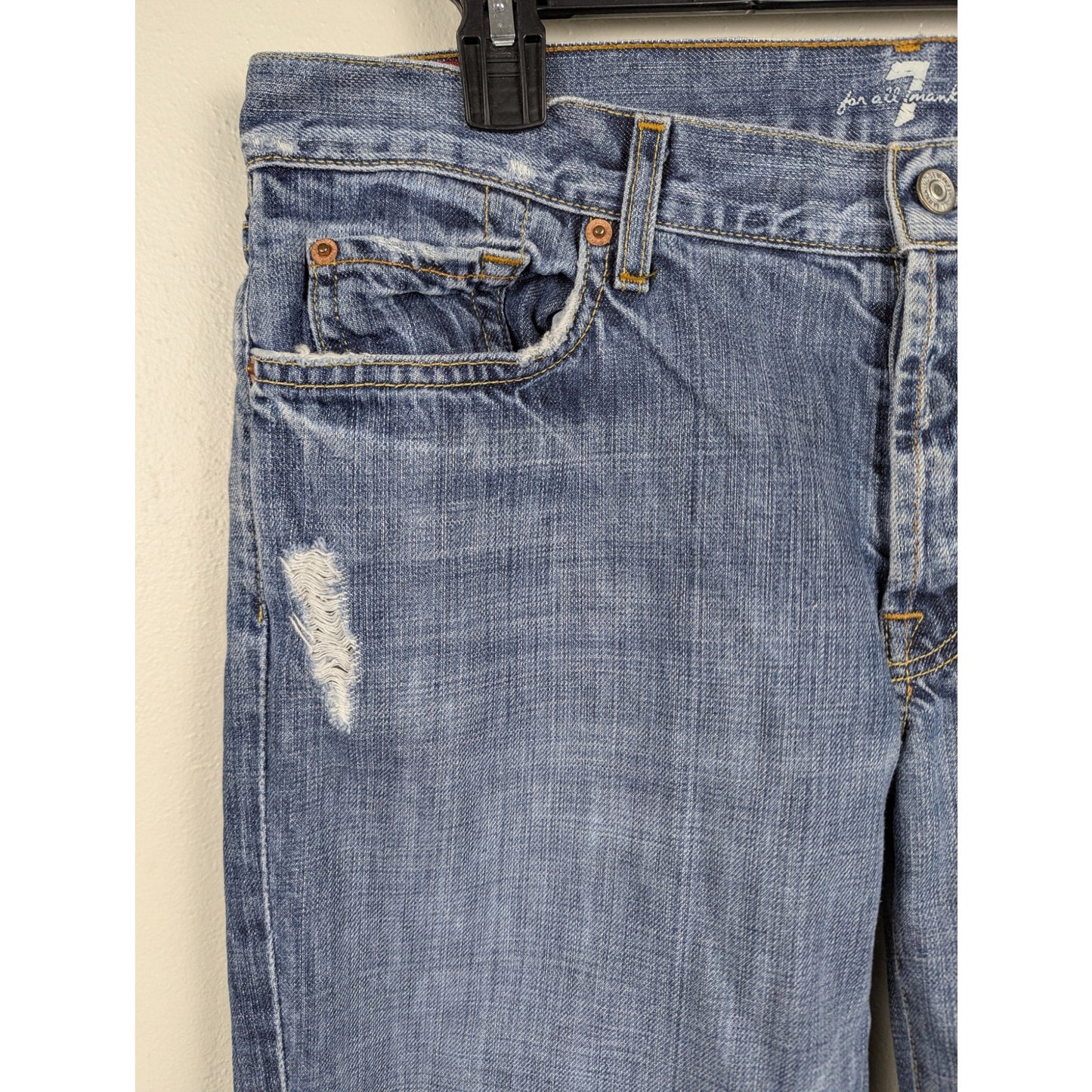 7 for all Mankind Standard Blue Jeans Distressed 36x32 100% Cotton