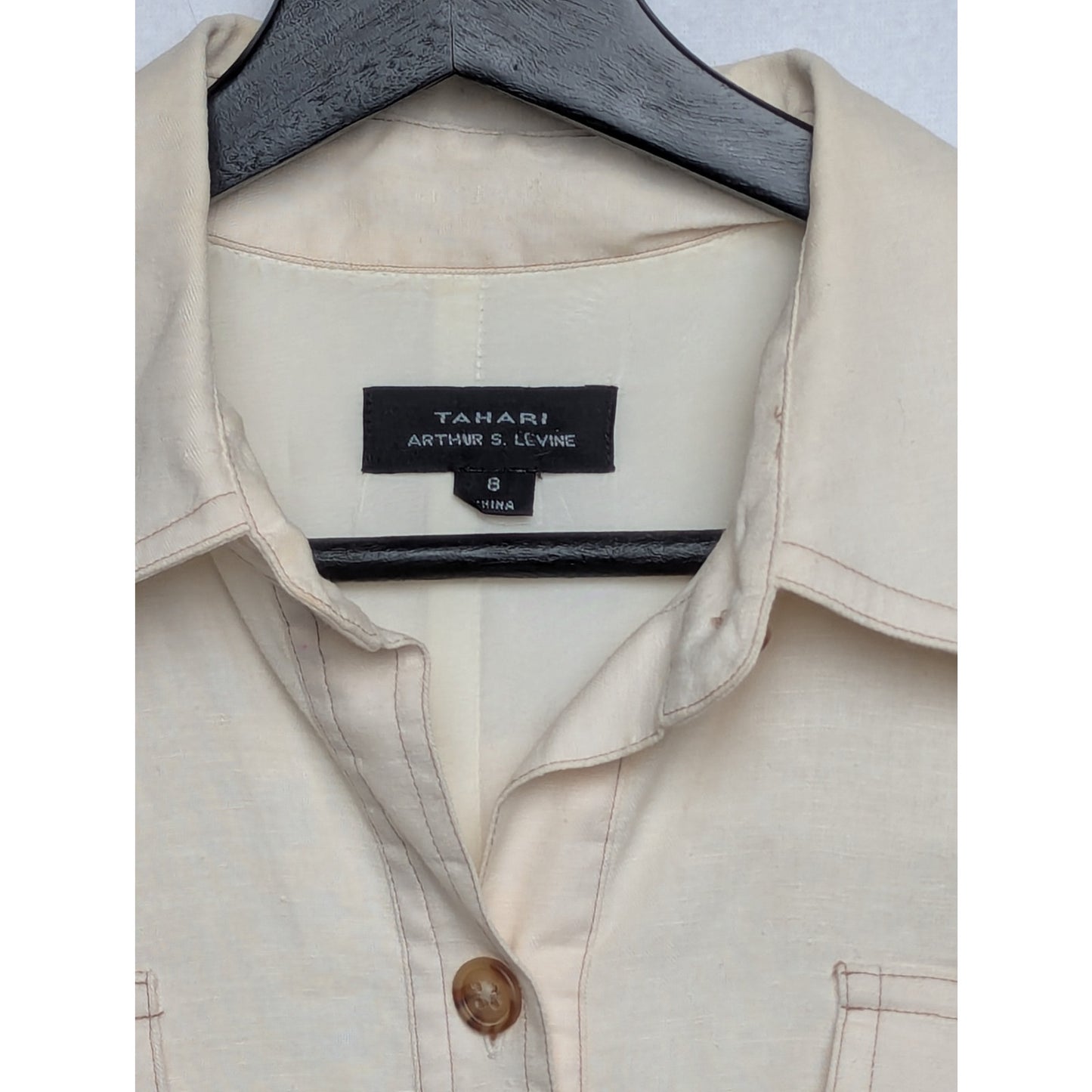 Women's Tahari Cream Shirt Dress 8