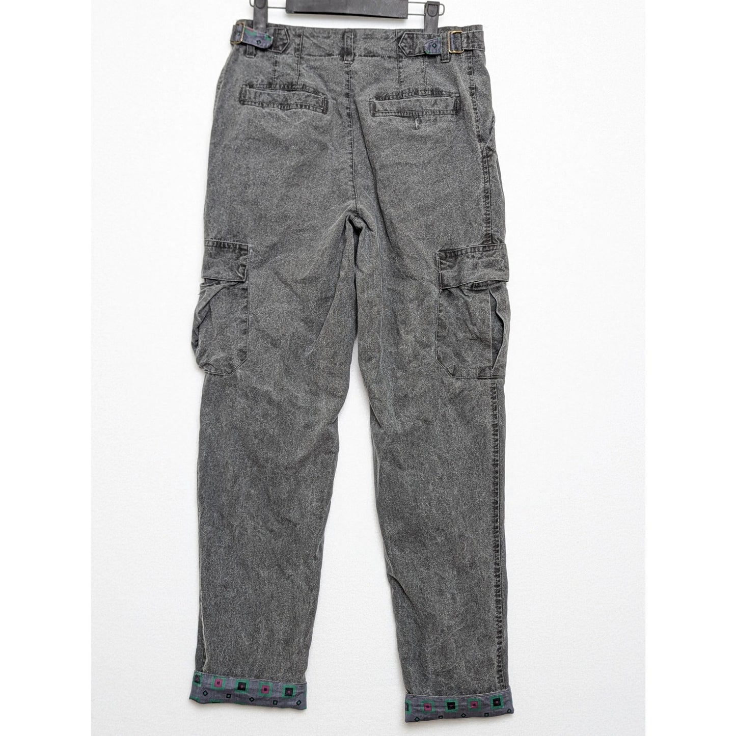 Vtg Gray High Waisted Adjustable Waist Light Cotton Cargo Pants Size 29