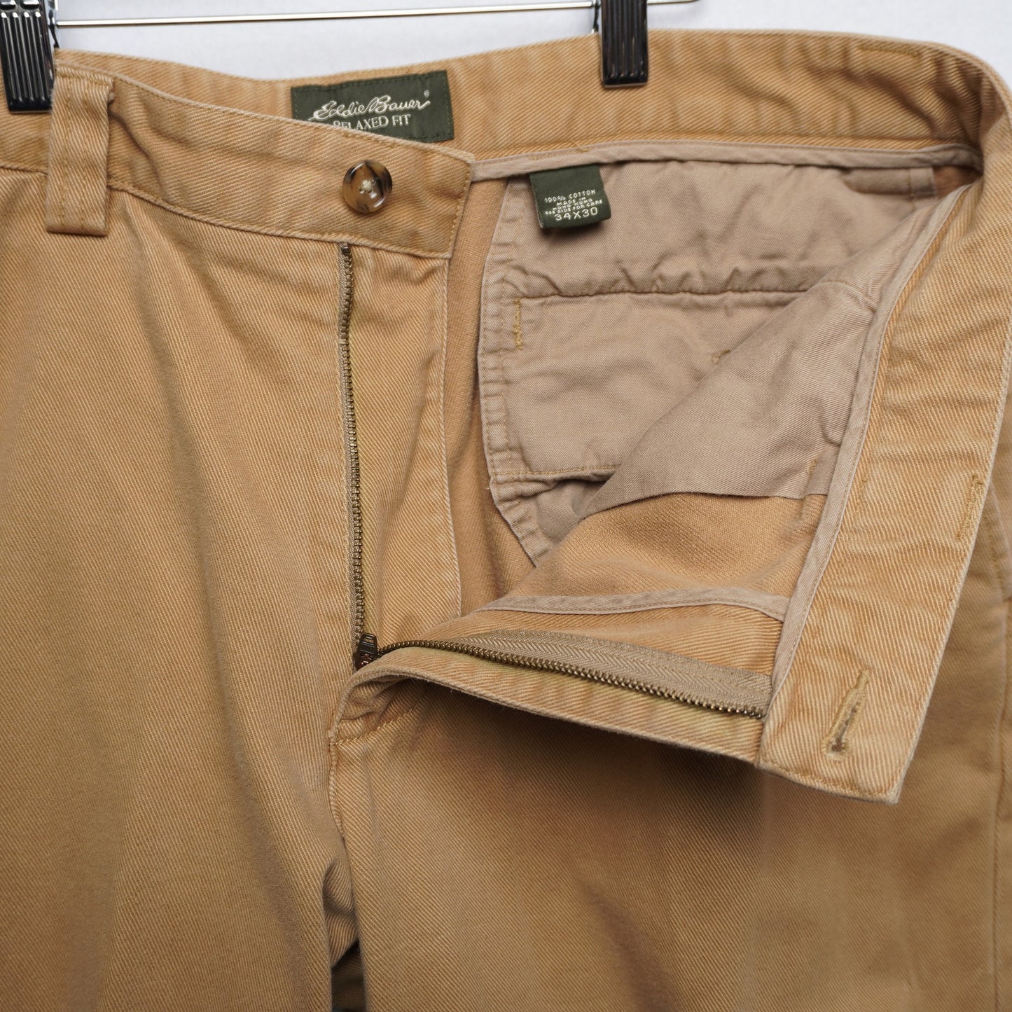 Eddie Bauer Relaxed Fit Khaki Pants Size 34x30 100% Cotton