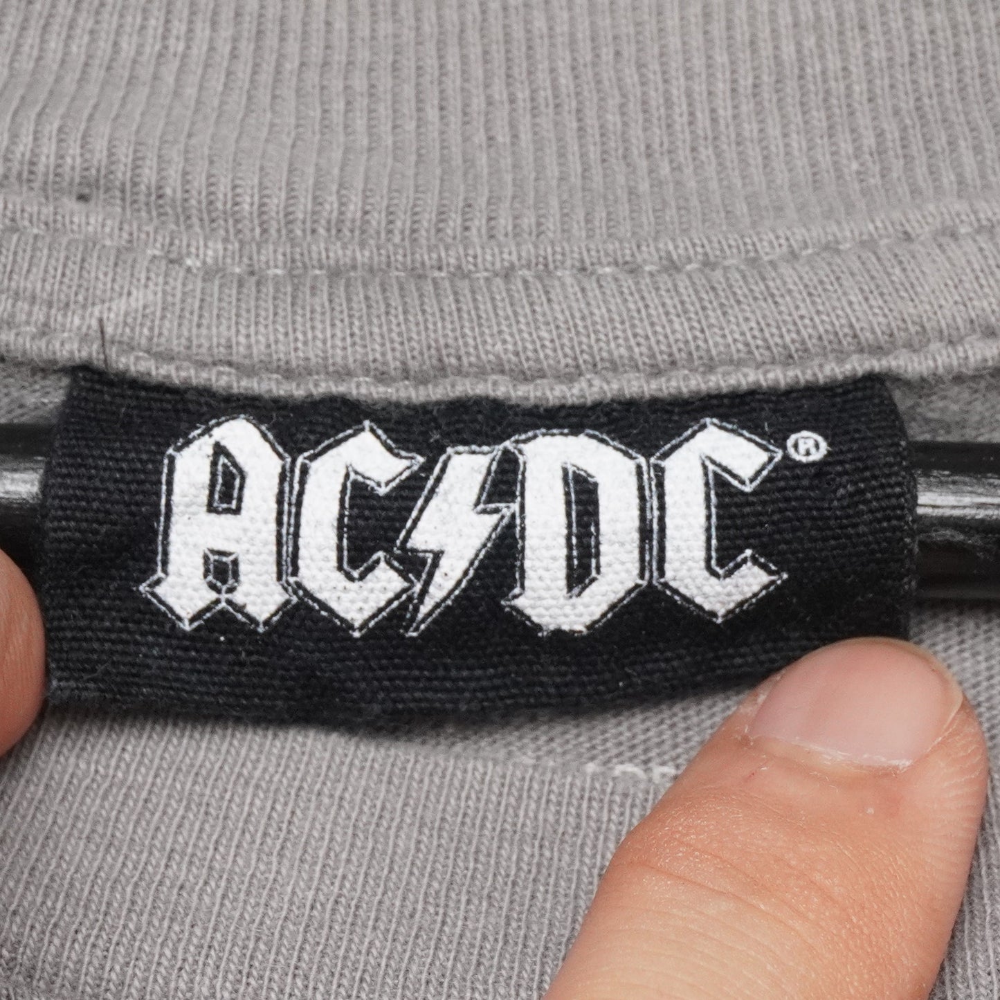 AC/DC Graphic T-Shirt M Cotton On Relaxed Fit Floral Logo Rock Band Tee Gray