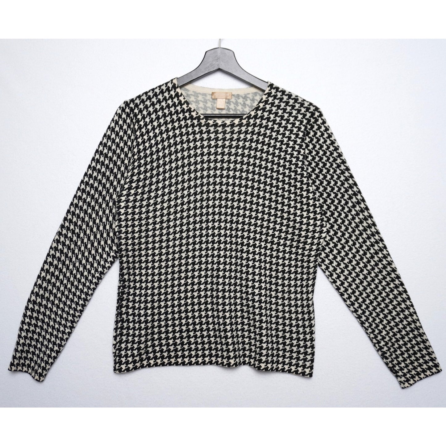 Nordstrom Studio 121 Wool Silk Blend Houndstooth Sweater M