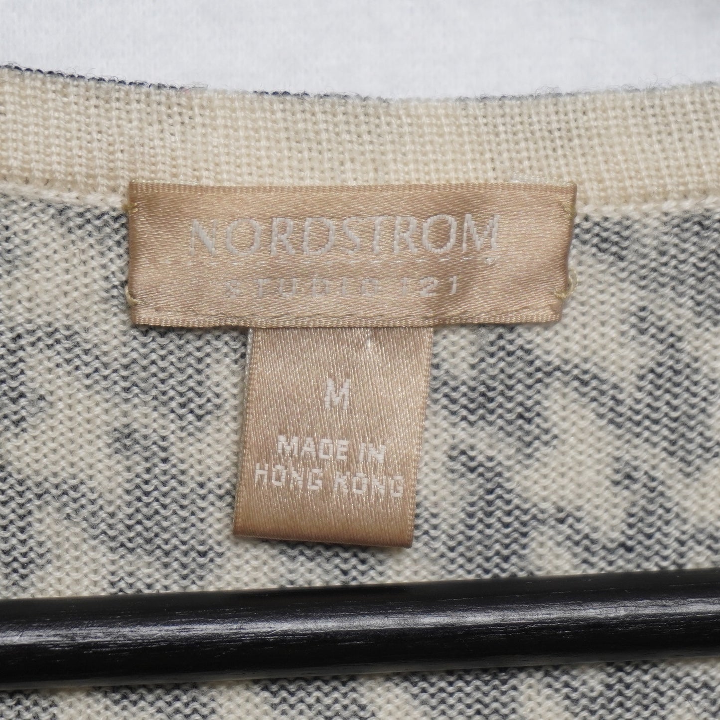 Nordstrom Studio 121 Wool Silk Blend Houndstooth Sweater M