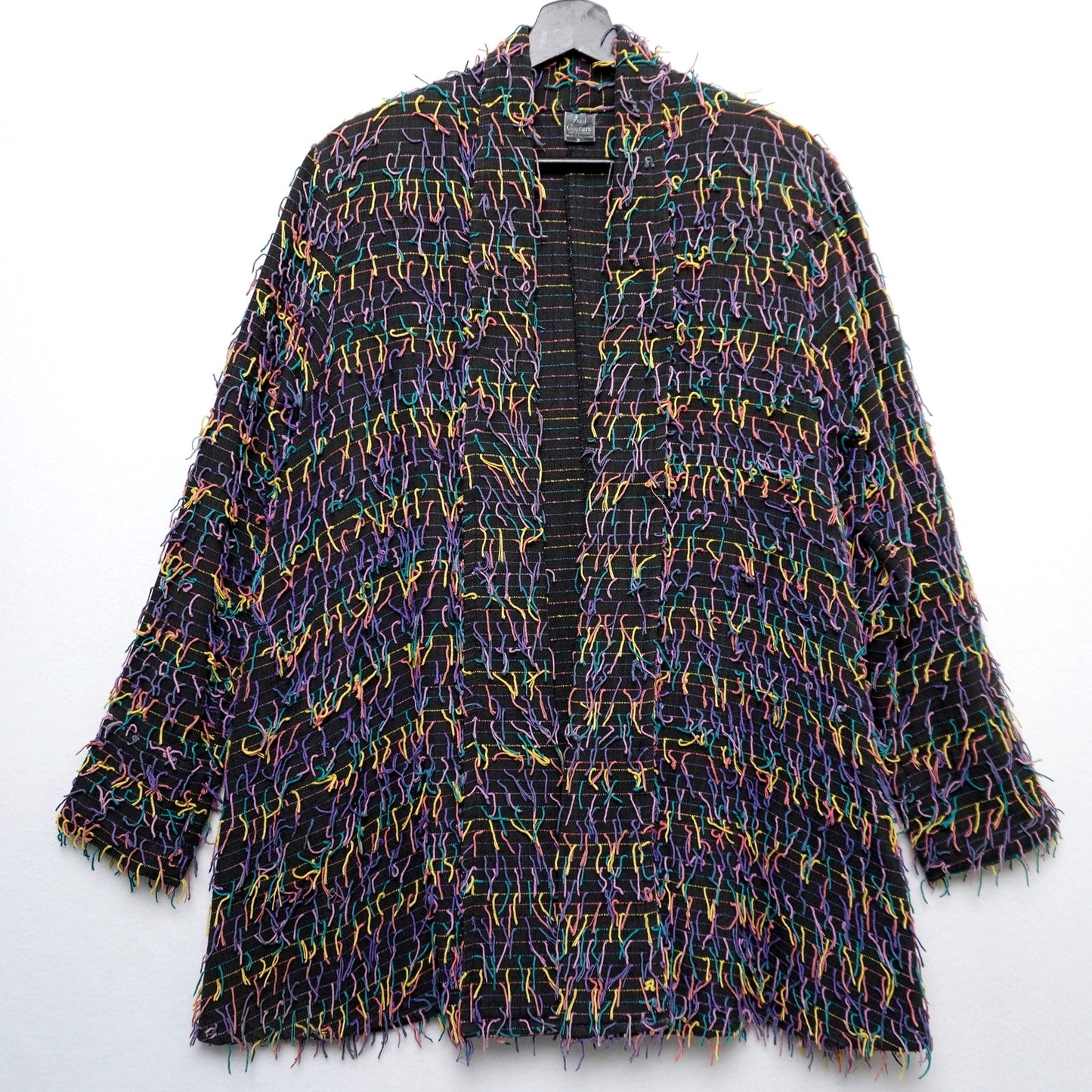 Car Pool Couture Multi Color Fringe Jacket 100% Cotton M