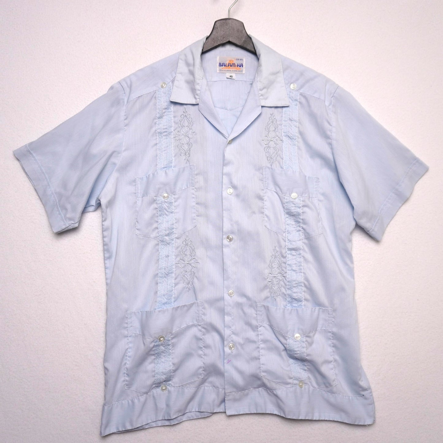 Balam-Ha Men’s Embroidered Guayabera Shirt - Made in Mexico L