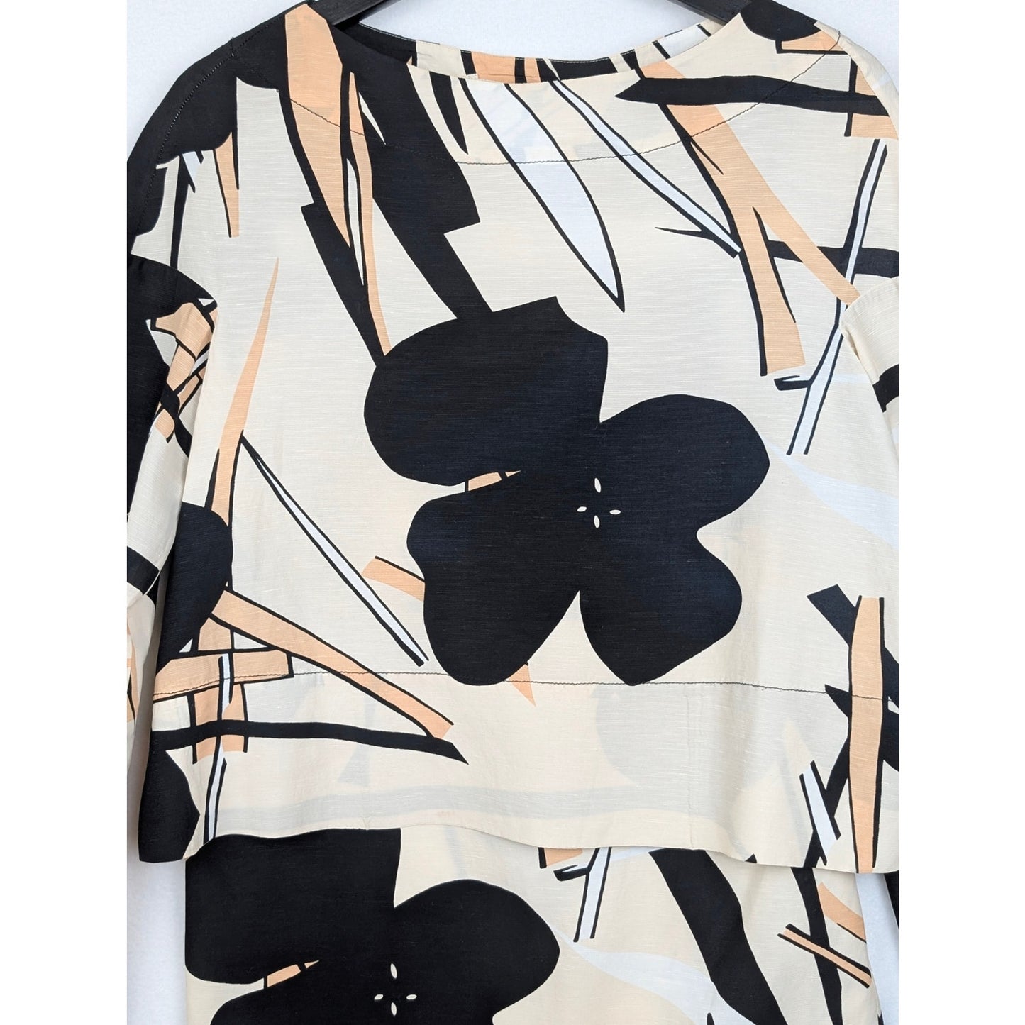 Marni 2pc Set Top & Skirt Beige Black Abstract Floral Print Made in Italy