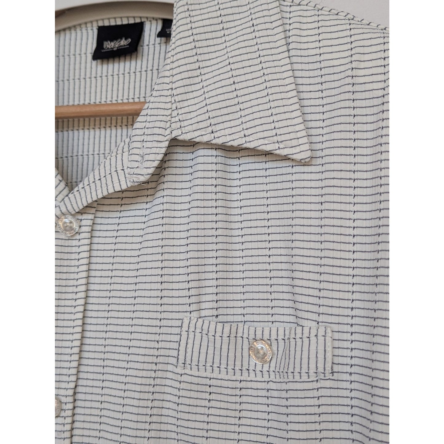 Mossimo Short Sleeve Shirt White with Black Rectangle Grid Pattern XL