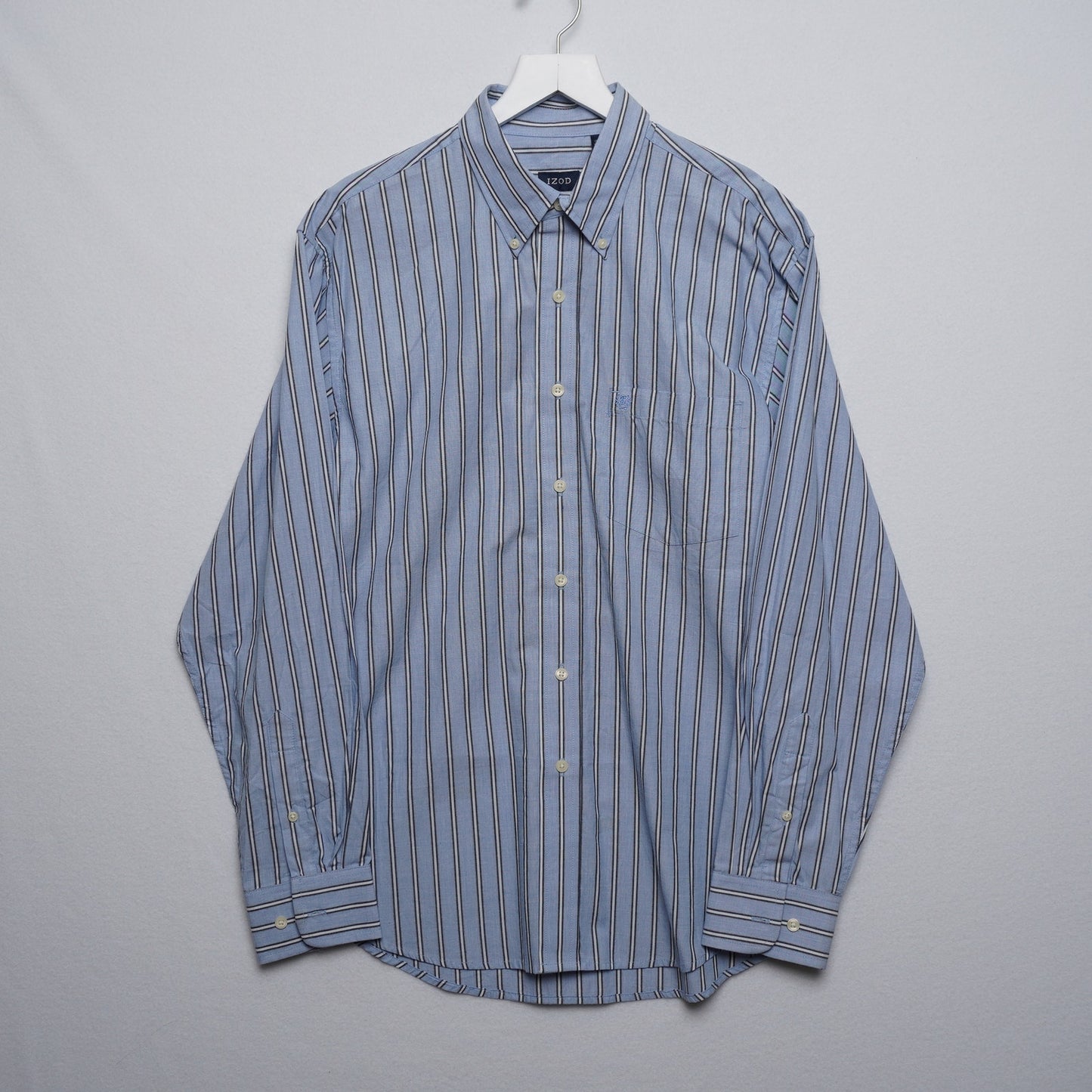Vintage Izod Bue Striped Button Down Shirt L