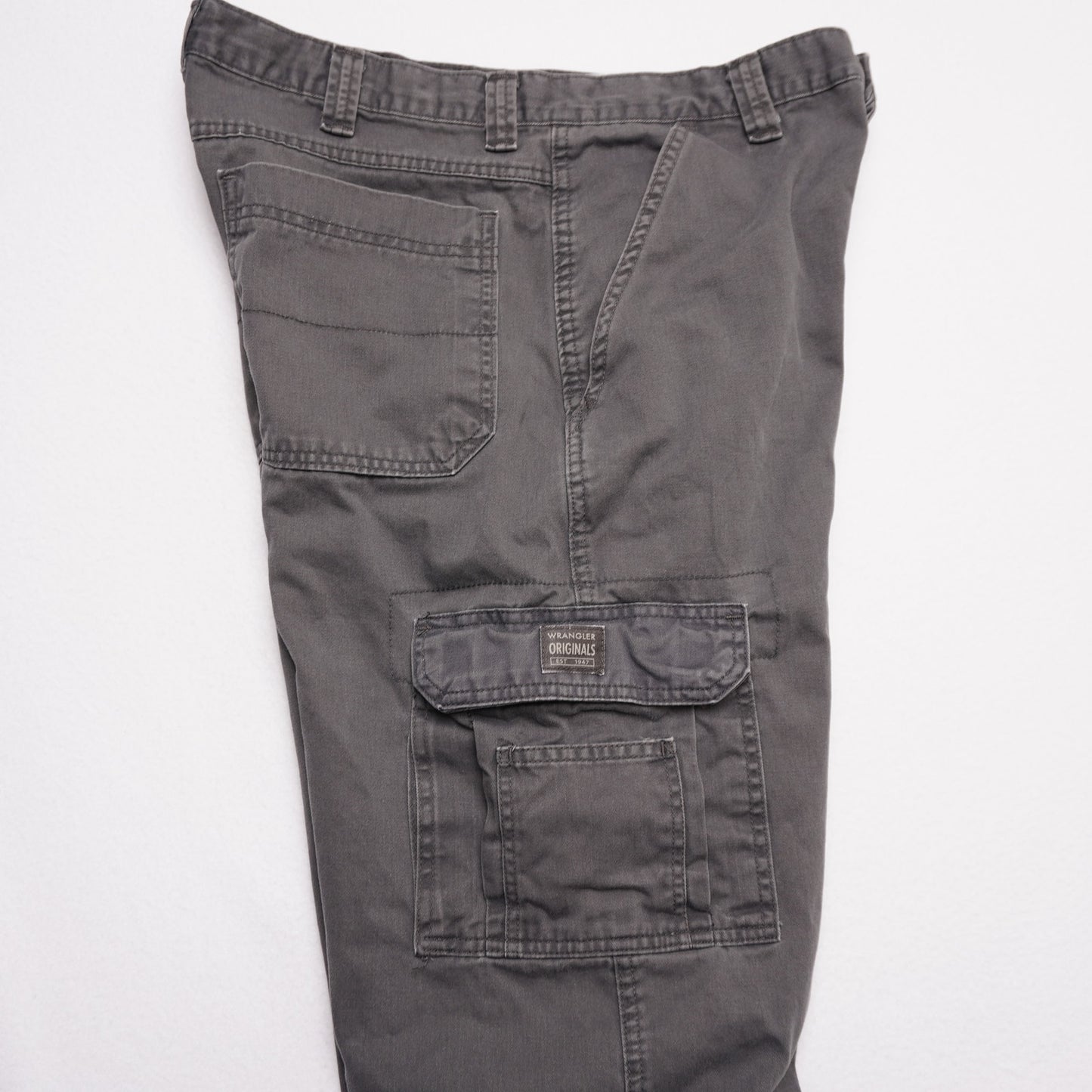 Wrangler Originals Cargo Pants Gray 34x32 Relaxed Fit Cargo Pockets 100% Cotton