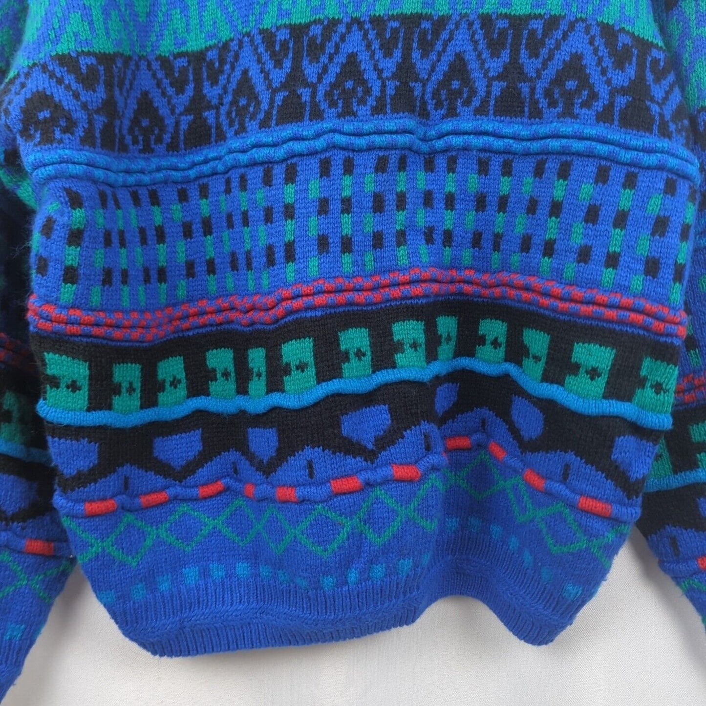 Concrete Mix Sweater Mens Size L Vintage Crew Neck Knit Pullover Blue Green Red