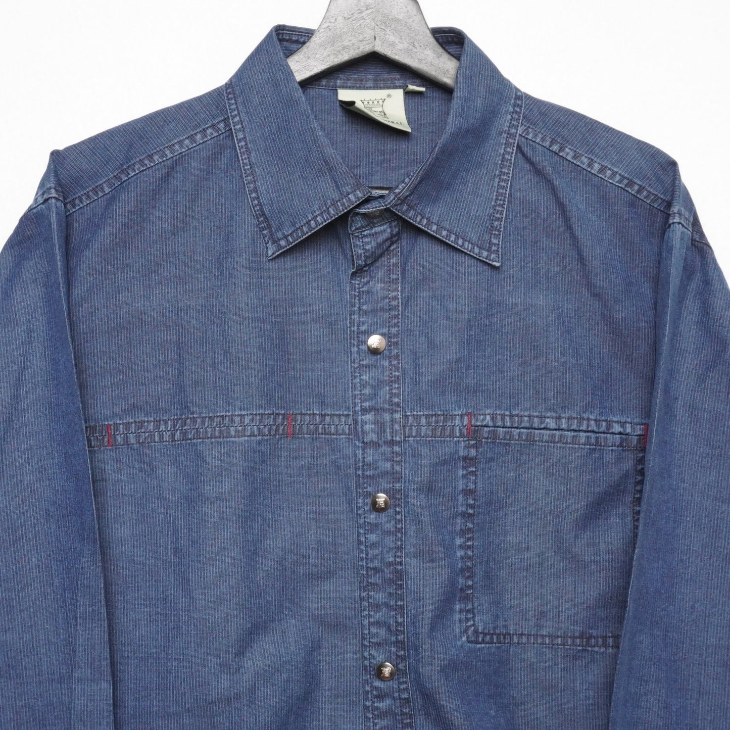 Grown General Denim Snap Button Western Shirt Men’s Large Workwear Cowboy Blue