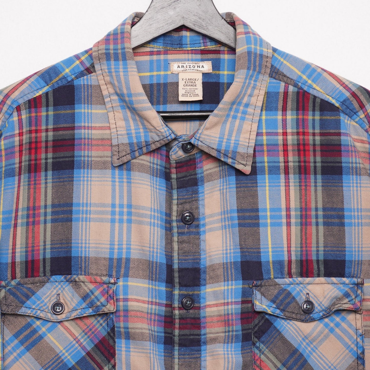 Arizona Jean Co. Men’s Plaid Flannel Button Up Shirt Vintage Grunge