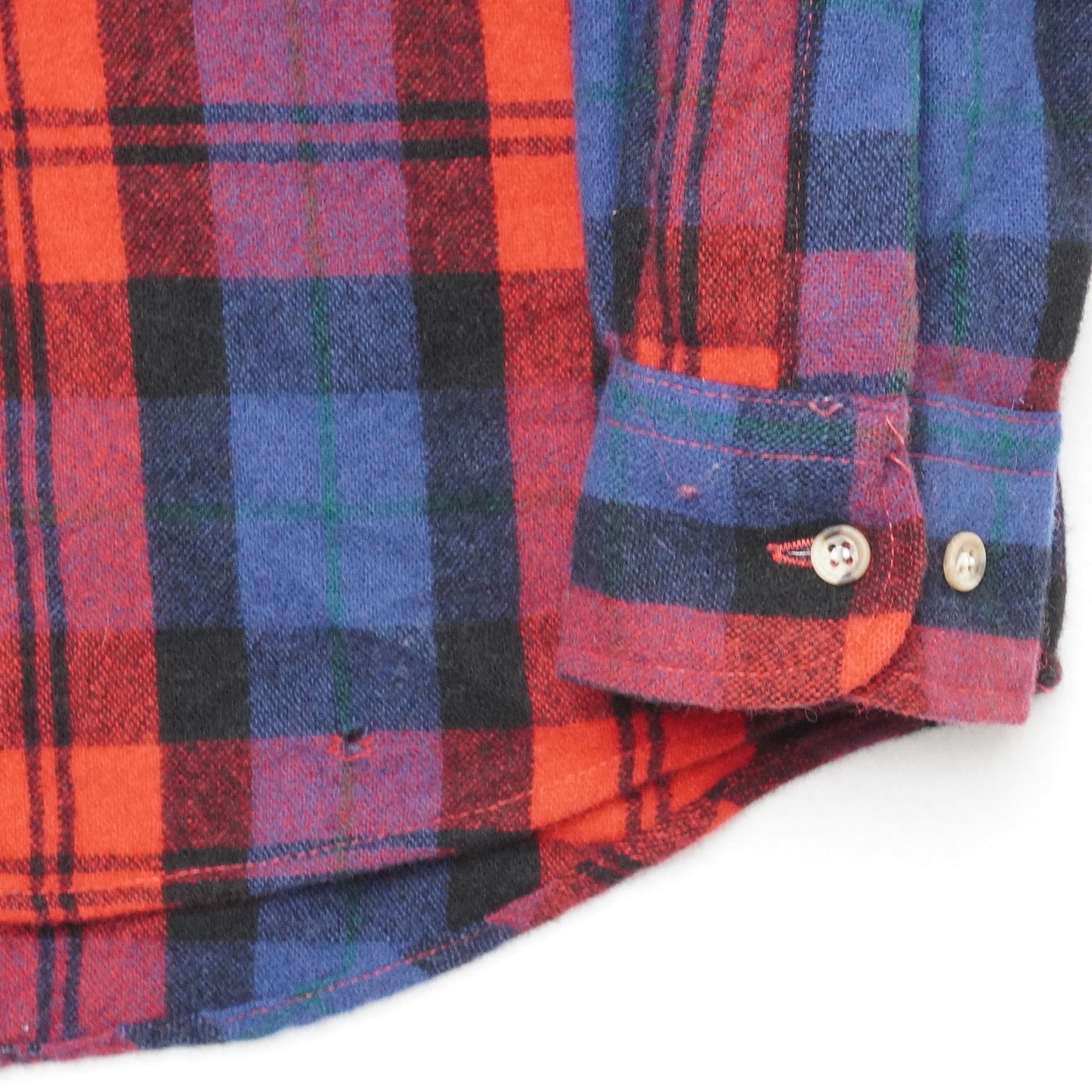 Vintage Fieldmaster Wool Shirt Men’s M Red Blue Plaid Lined Flannel Made in Korea