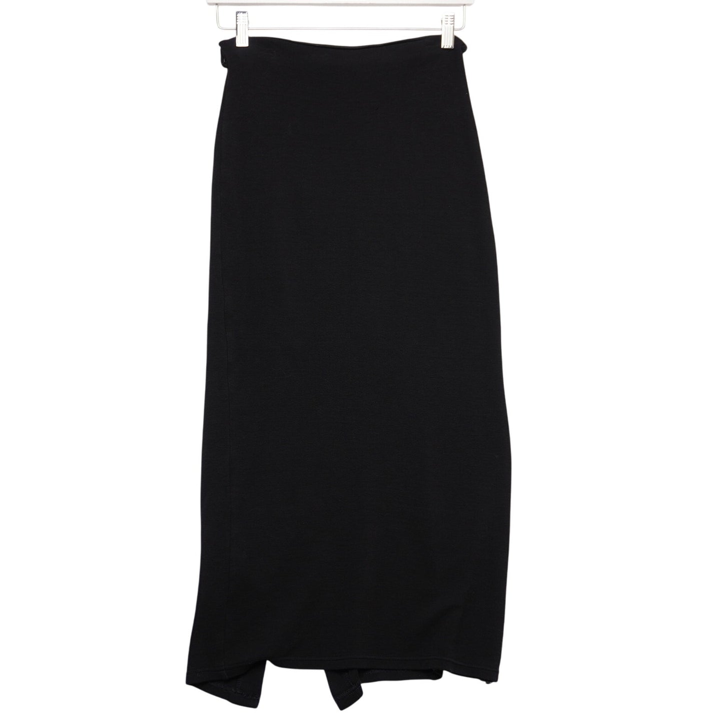 Vintage Maick Harold Paris Black Viscose Midi Skirt Front Slit Made in France T1