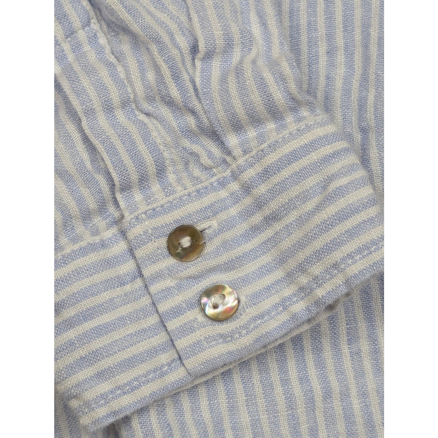 Sigrid Olsen 100% Linen Striped Shirt Size M Pearl Buttons