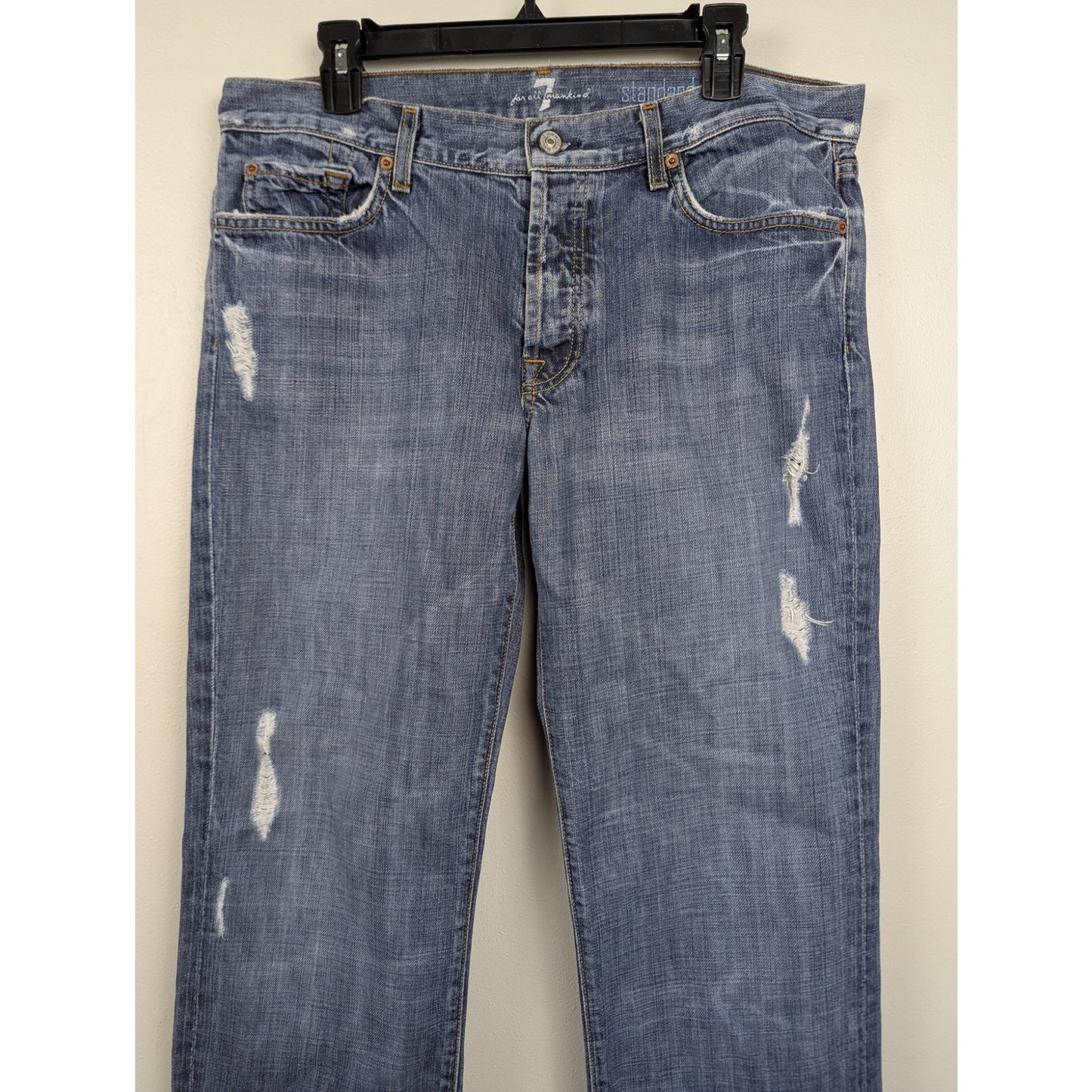 7 for all Mankind Standard Blue Jeans Distressed 36x32 100% Cotton