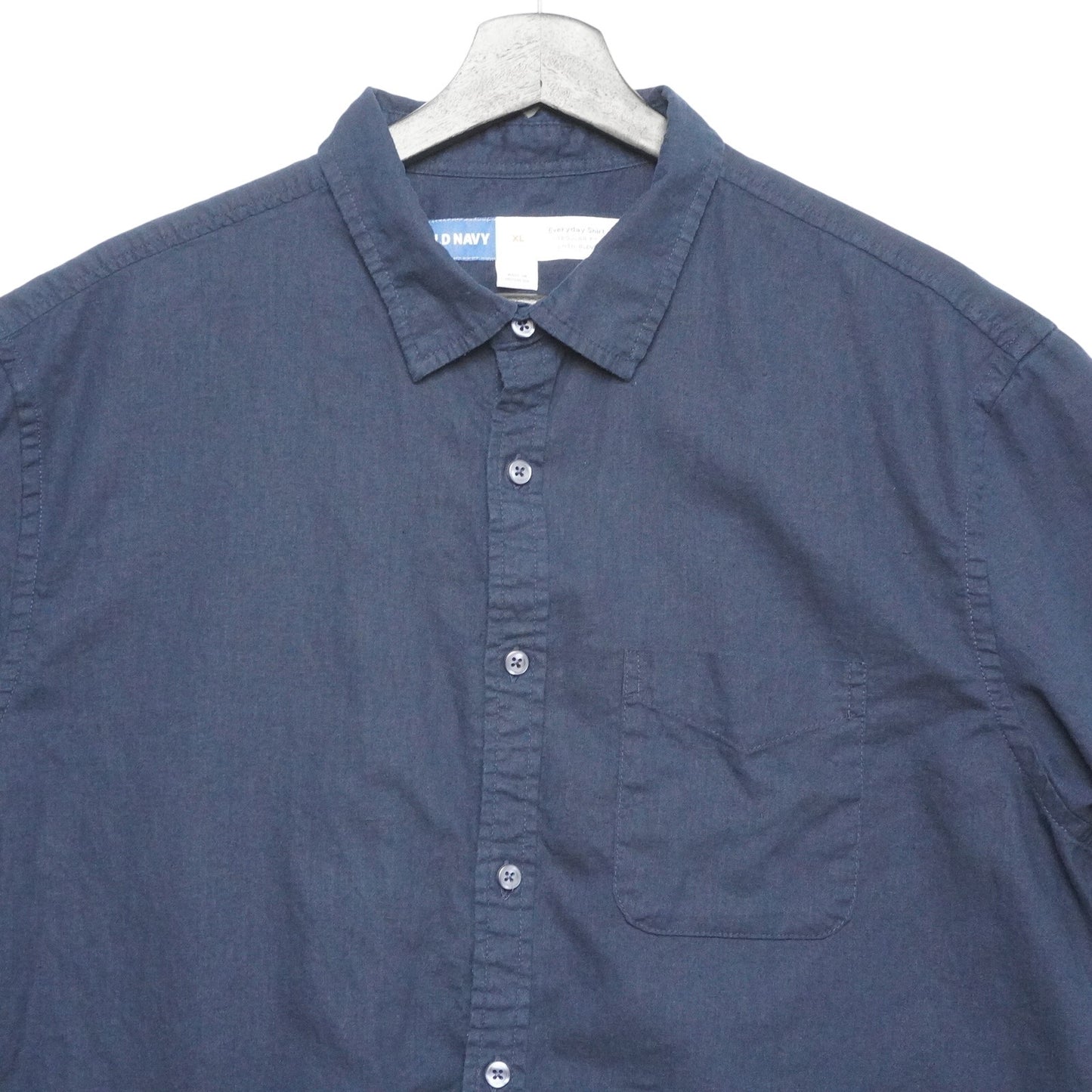 Old Navy Linen Blend Shirt Mens XL Navy Short Sleeve Button Up Casual Summer