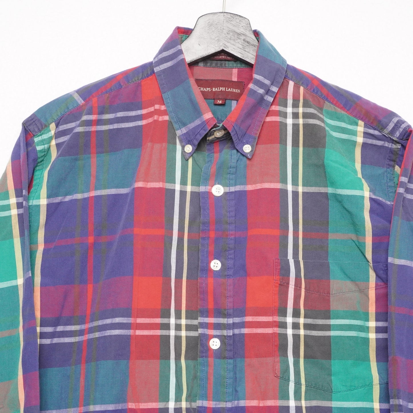 Vintage Chaps Ralph Lauren Plaid Shirt – Made in USA – Size M – 100% Cotton