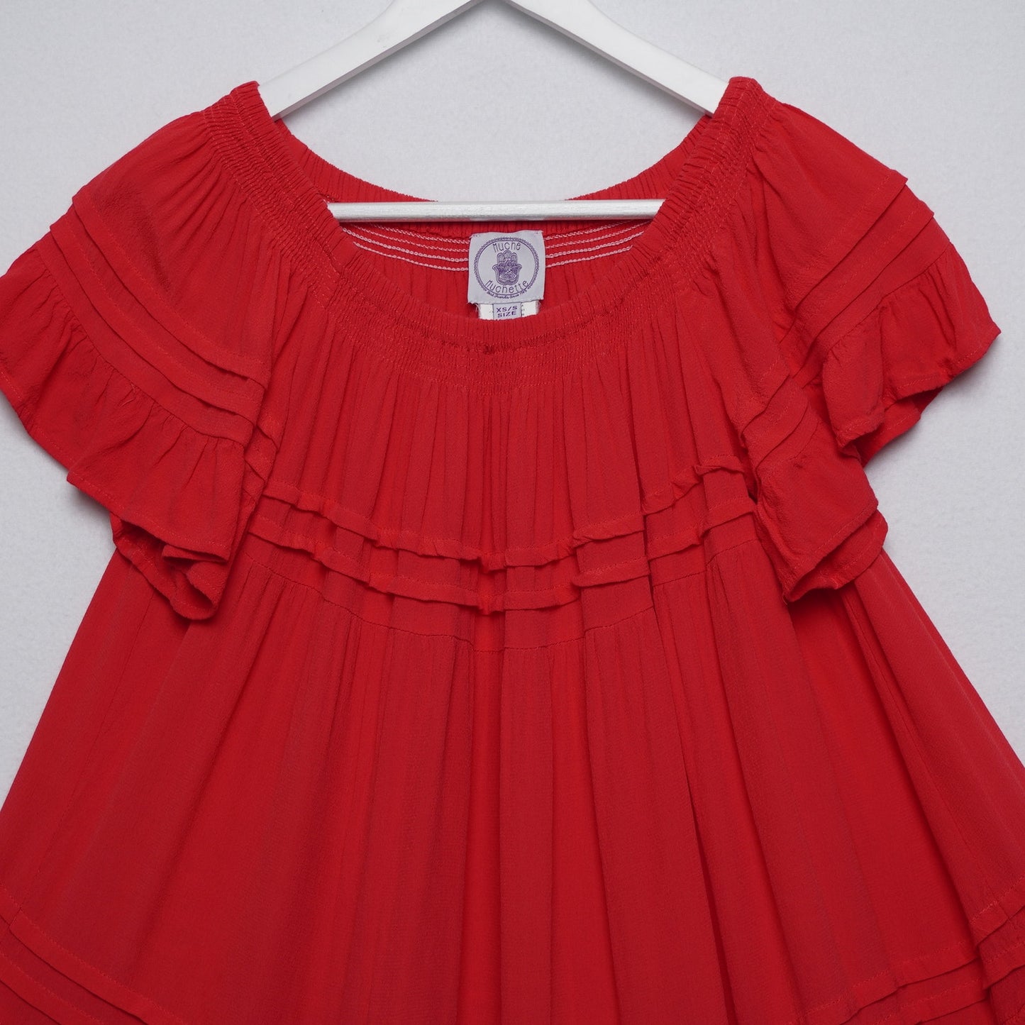 Muche et Muchette Red Trapeze Off Shoulder Dress Size XS/S