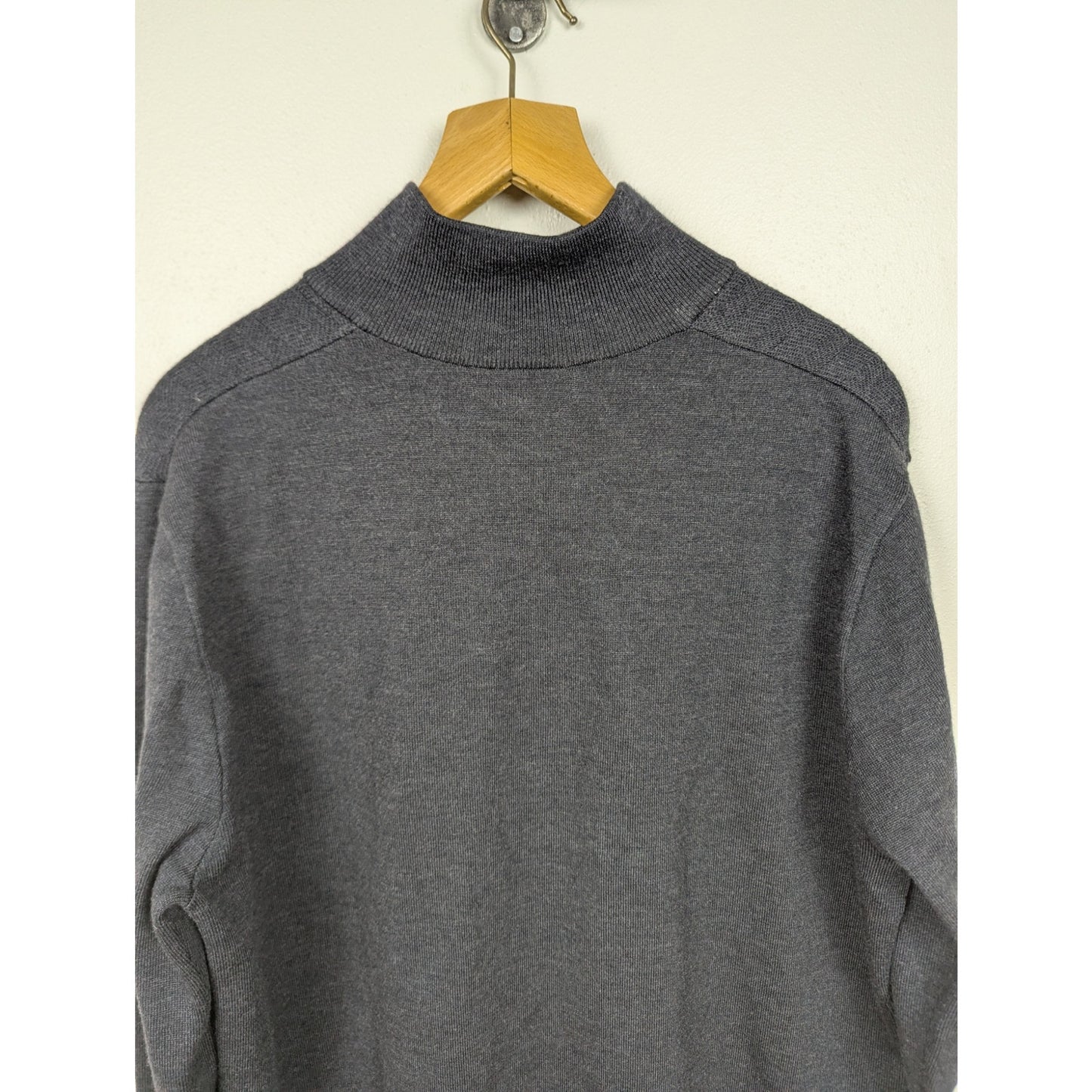 Banana Republic Gray Fine Italian Merino Wool Quarter Zip Sweater Size L