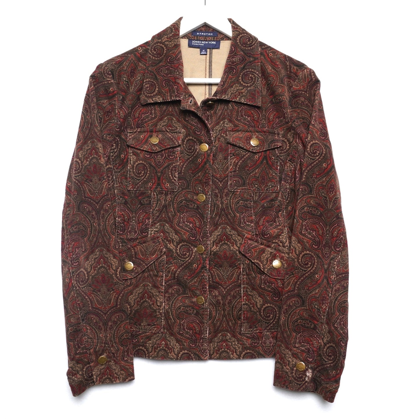 Jones New York Paisley Corduroy Stretch Jacket Size M