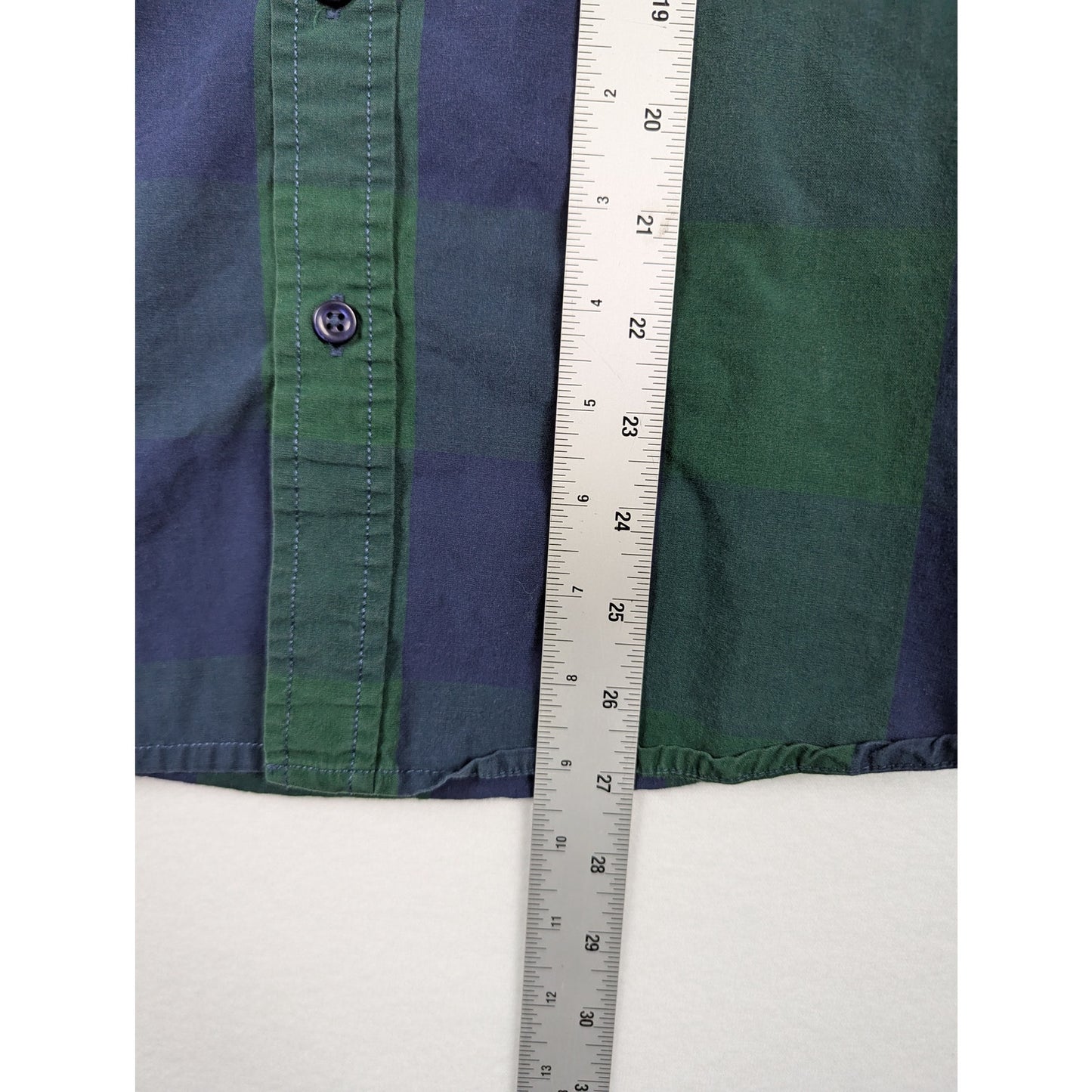 Benetton Green Plaid Shirt Size Men's Large