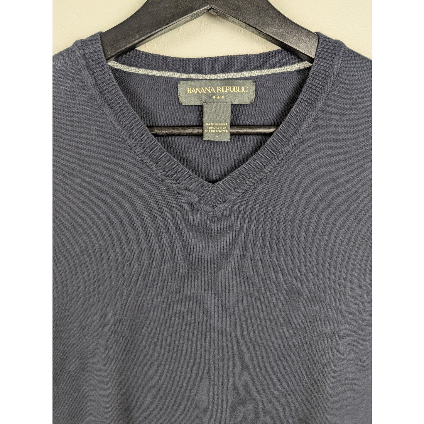Banana Republic Blue V-neck Cotton Sweater Vest Size L
