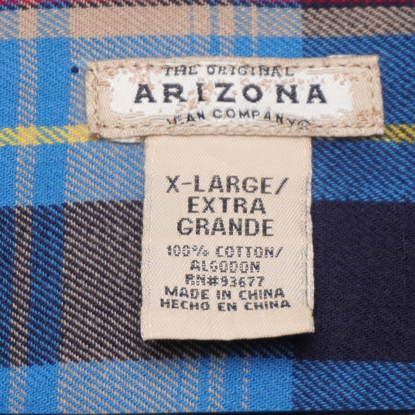 Arizona Jean Co. Men’s Plaid Flannel Button Up Shirt Vintage Grunge