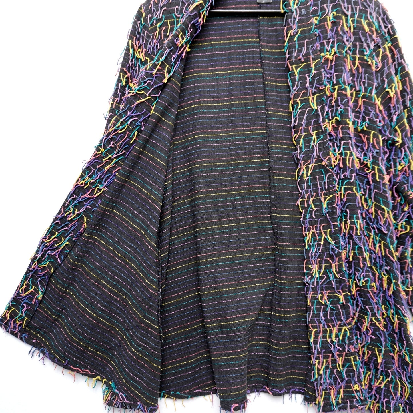 Car Pool Couture Multi Color Fringe Jacket 100% Cotton M
