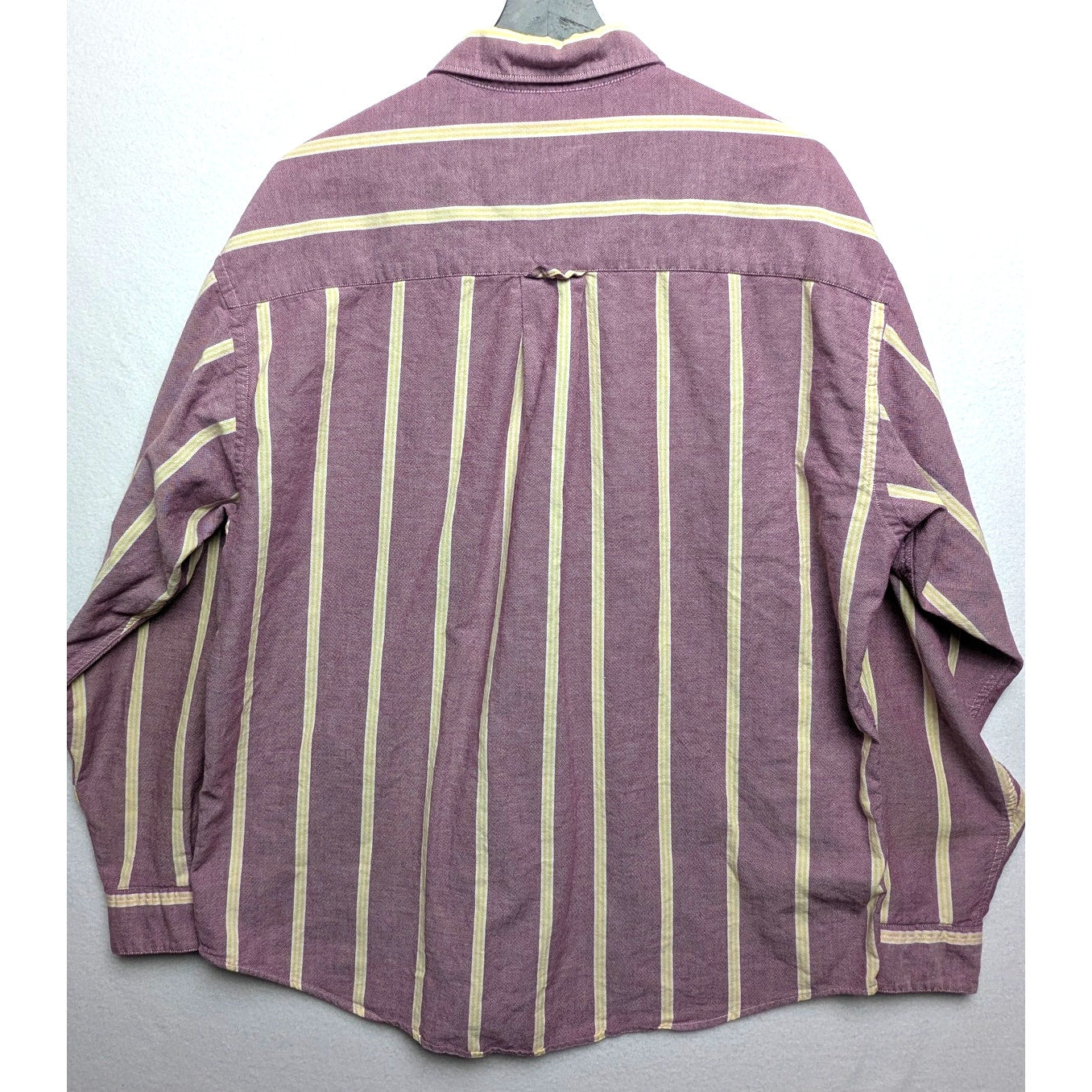 Vintage Men's Claiborne Purple & Yellow Striped Shirt 100% Cotton