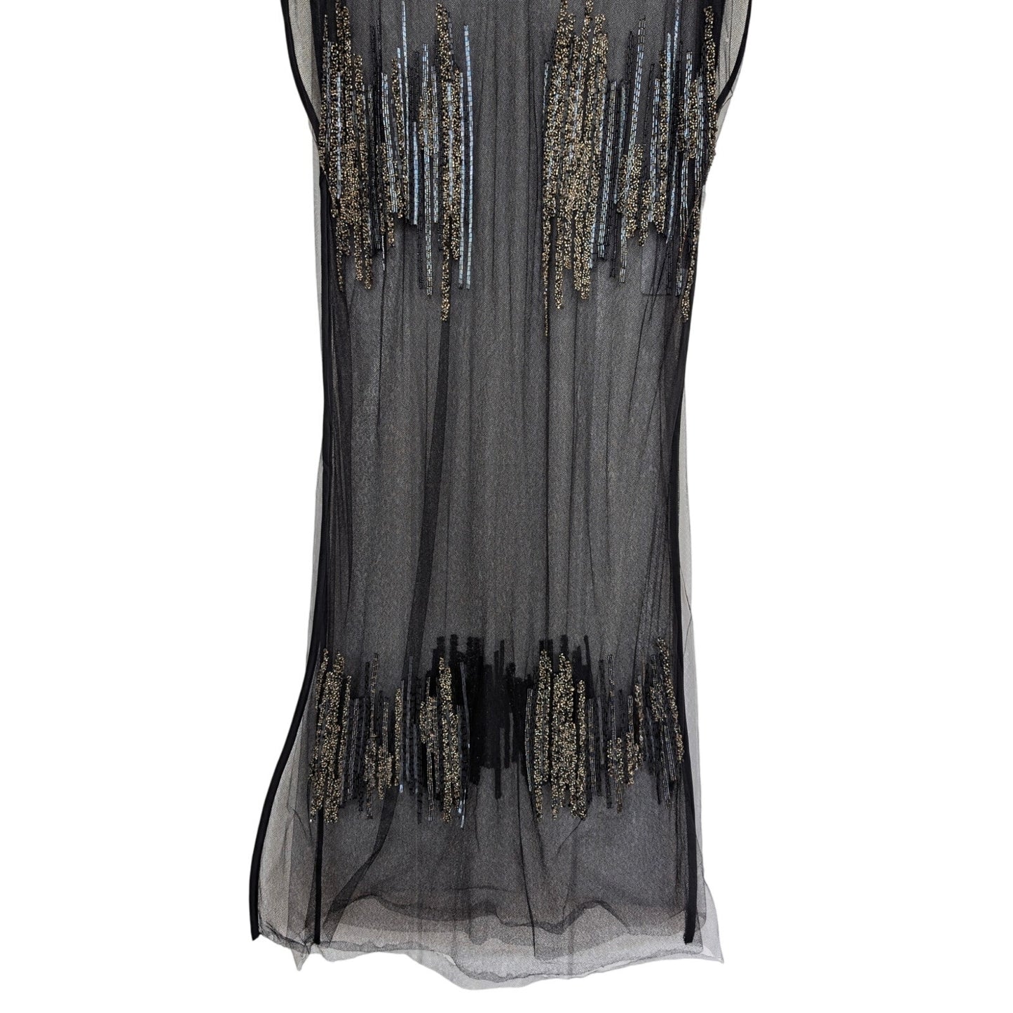 Maiyet Black Sheer Beaded Embellished Overlay Evening Dress - Size 36 (US 4)