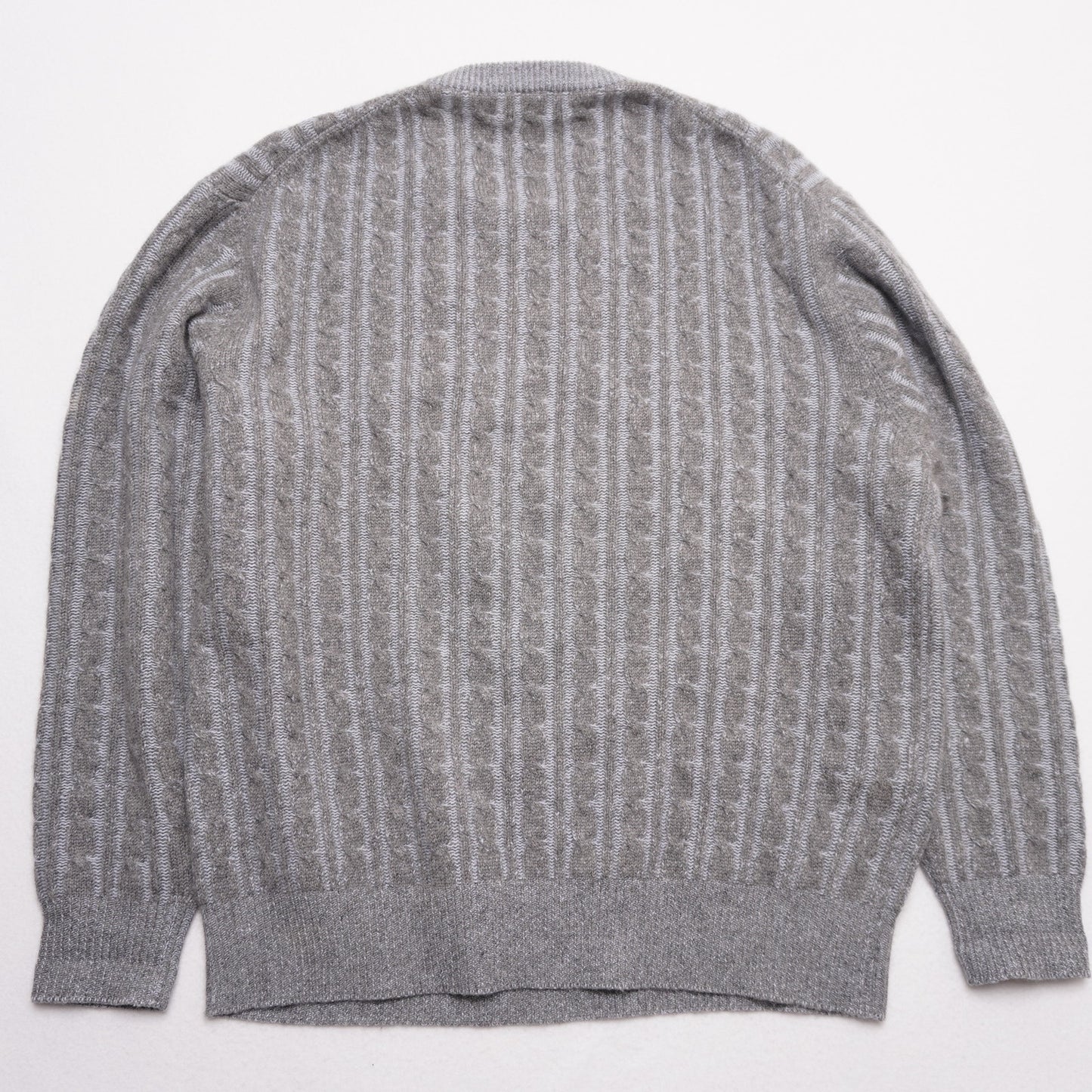 Vintage Neiman Marcus 100% Cashmere Cable Knit Sweater Blue Gray Men's XXL