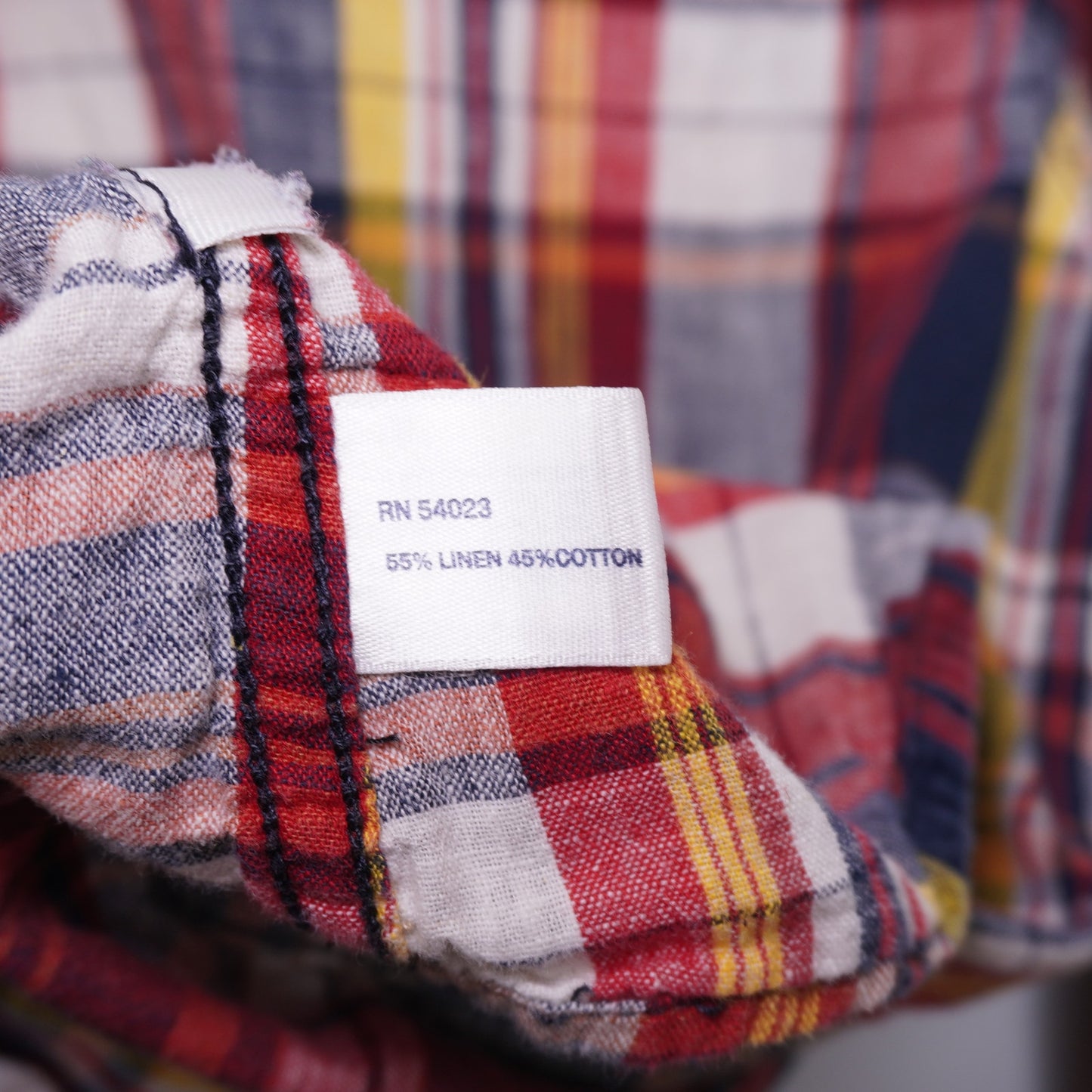 Gap Linen Blend Madras Plaid Shirt Size M