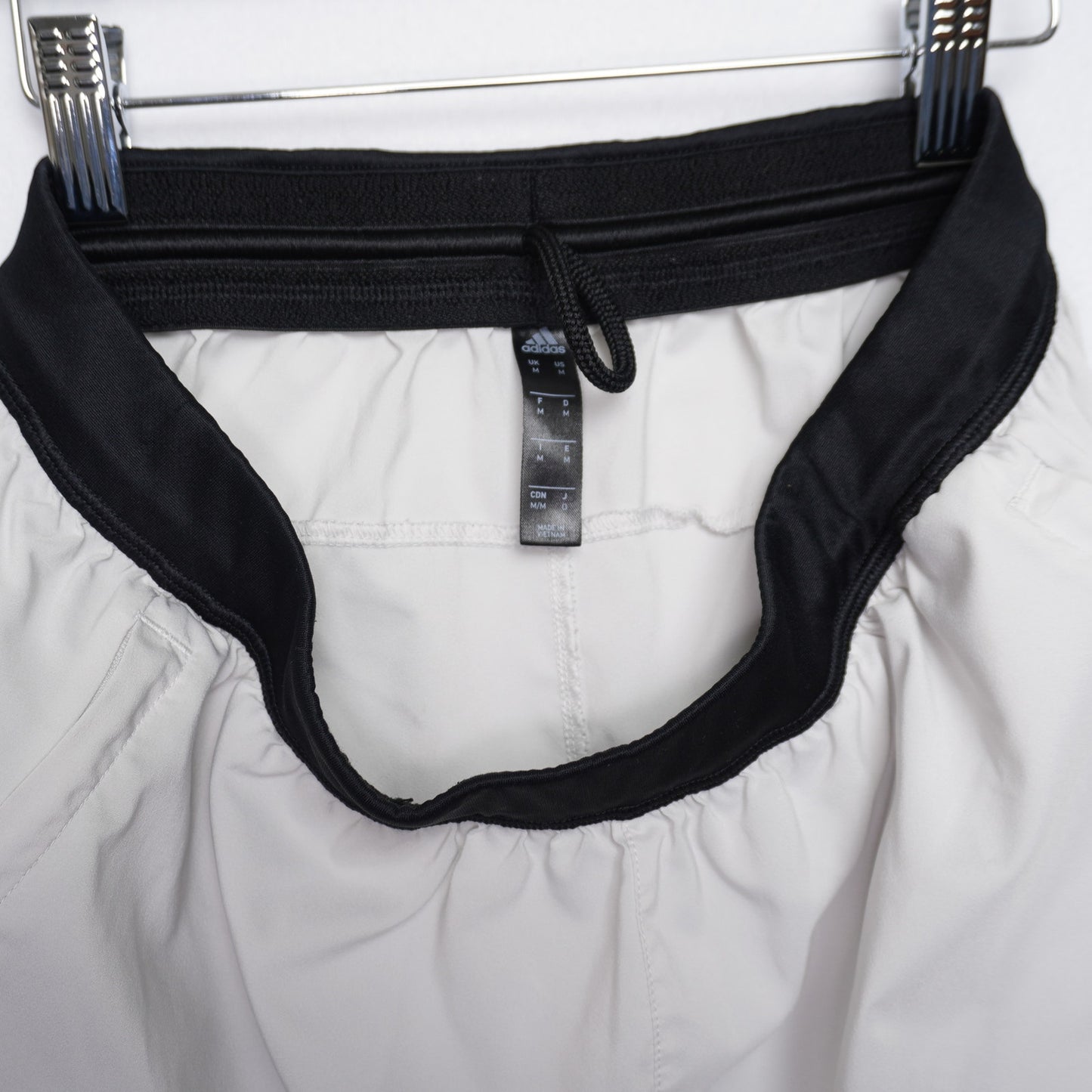 Adidas White Shorts Black Waistband Running Shorts Size Med 9" inseam