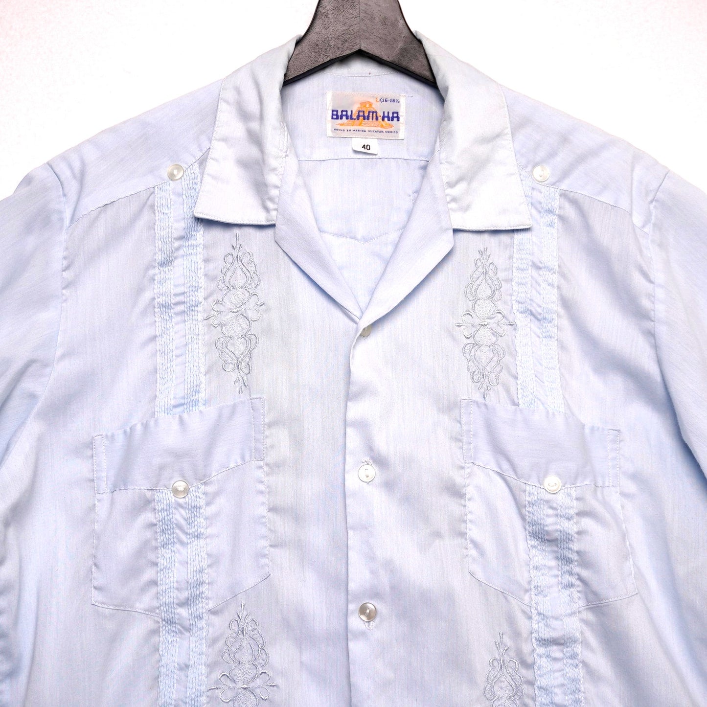 Balam-Ha Men’s Embroidered Guayabera Shirt - Made in Mexico L