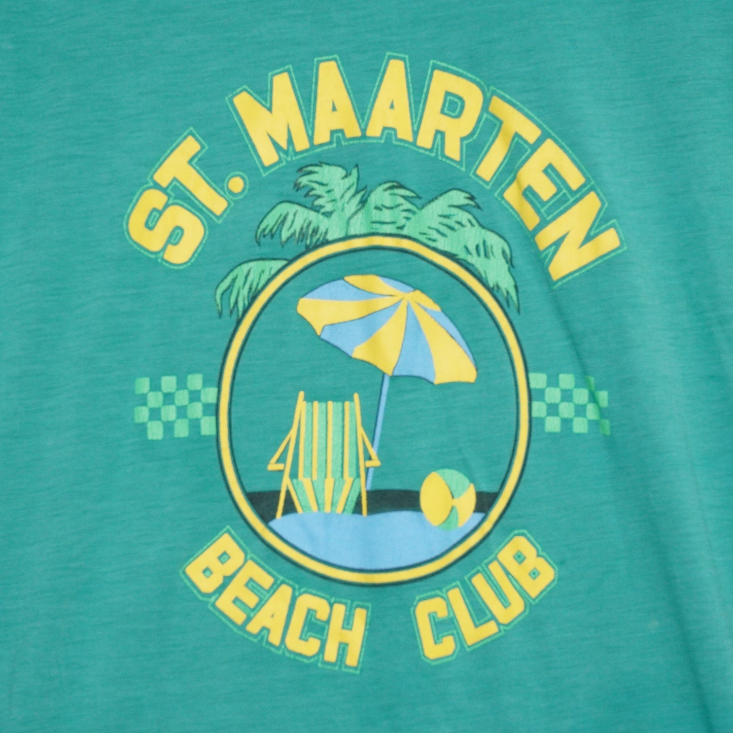 Vintage St. Maarten Beach Club Shirt Dress V-Neck One Size Windmill 80s 90s