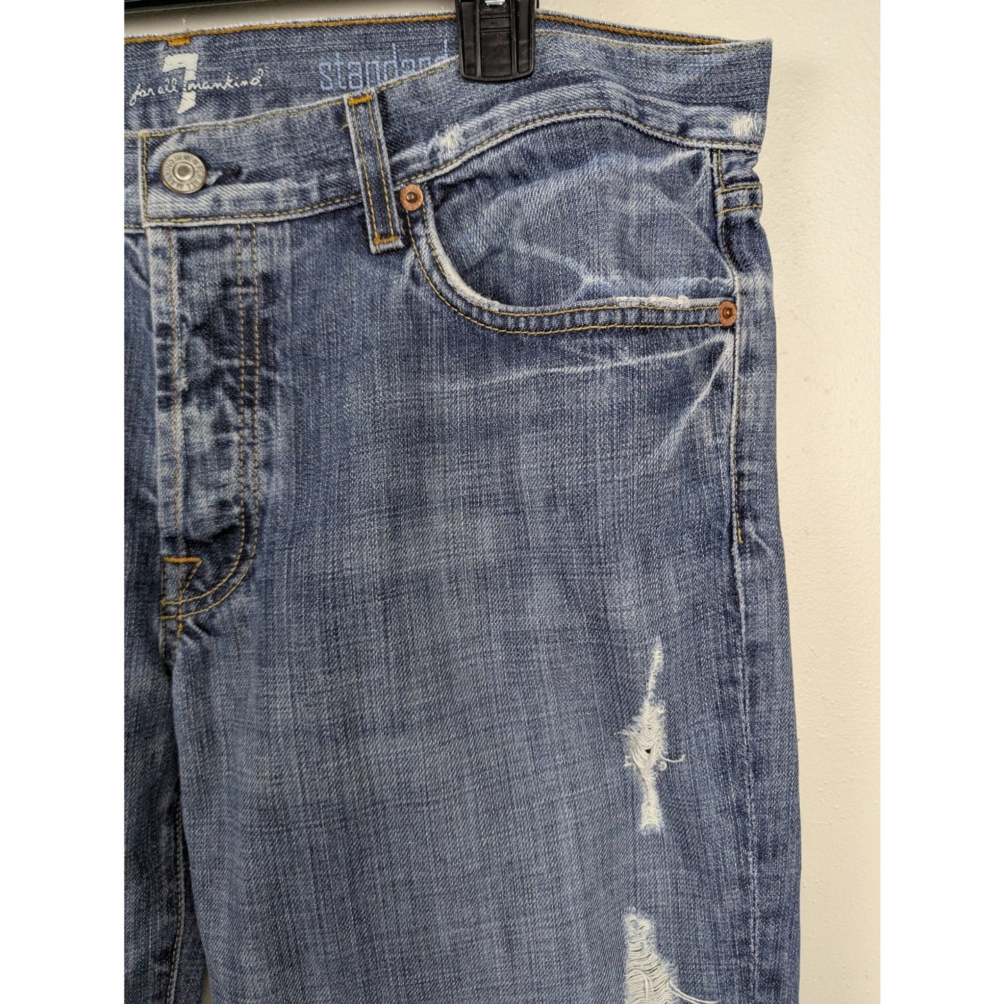 7 for all Mankind Standard Blue Jeans Distressed 36x32 100% Cotton