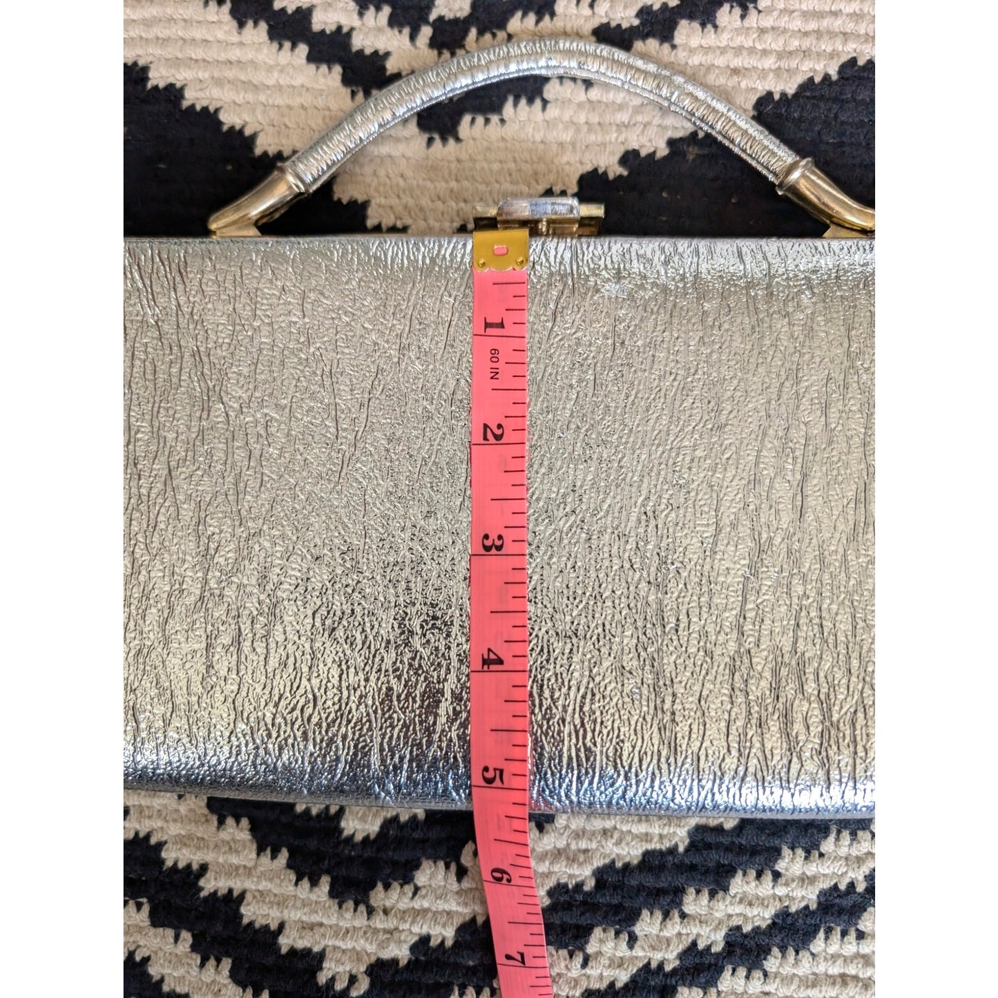 Vintage Flechbilt Silver East West Top Handle Clutch Purse