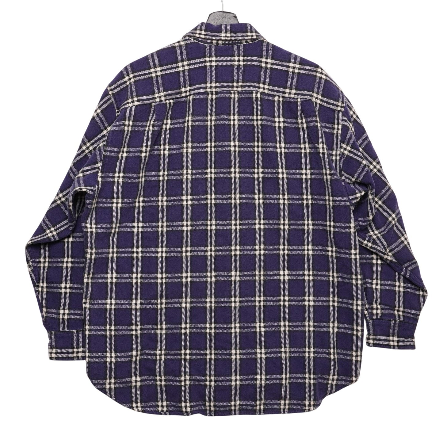 GAP Flannel Shirt Mens L Blue Cream Plaid Button Front Long Sleeve Cotton Casual