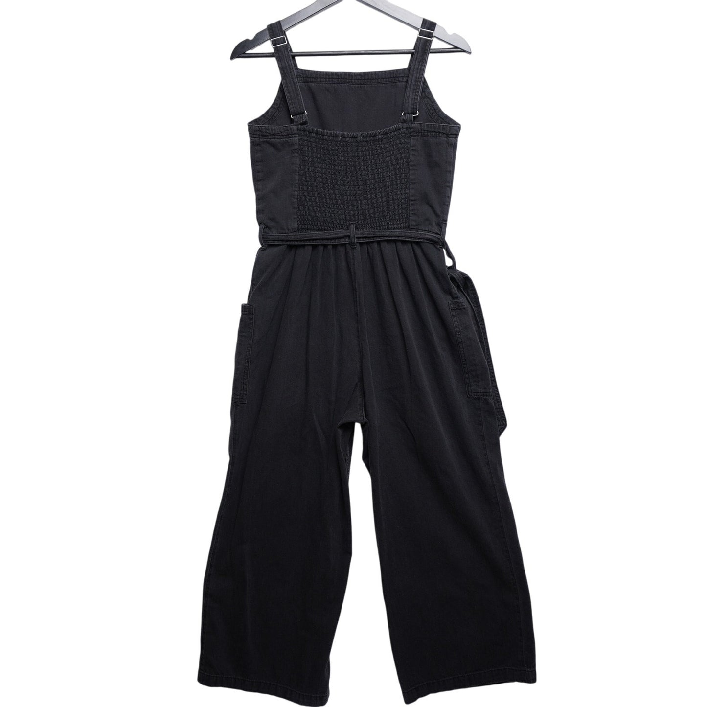 Old Navy Black Cotton Jumpsuit | Size M | Wide Leg Adjustable Strap Belted