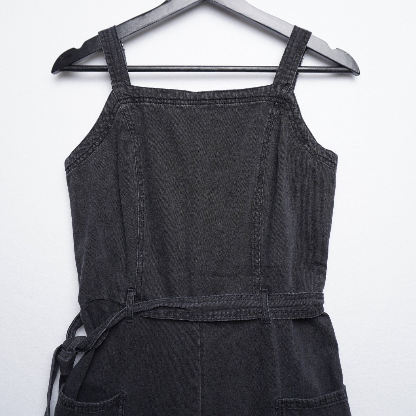 Old Navy Black Cotton Jumpsuit | Size M | Wide Leg Adjustable Strap Belted