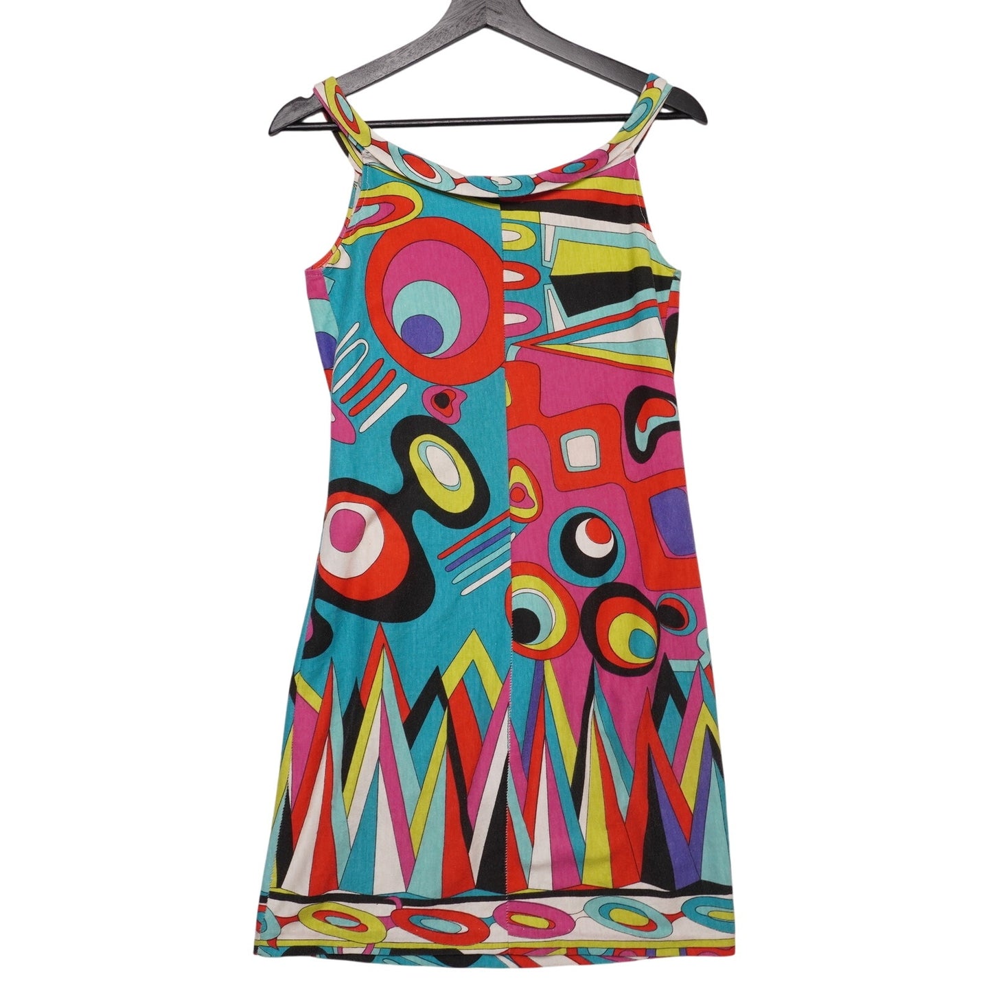 Vintage 90s Sleeveless Bodycon Dress – Abstract Geometric Print – Size XS/S