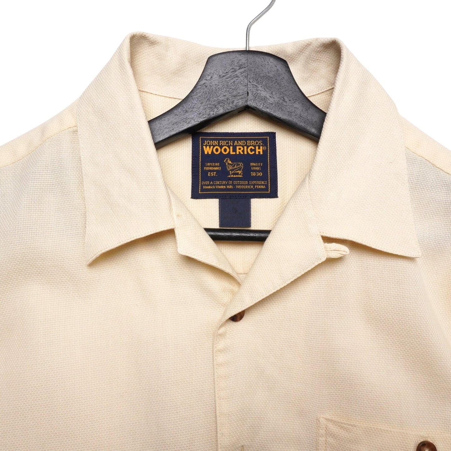 Woolrich John Rich & Bros Men’s XL Short Sleeve Button Shirt Yellow Cotton