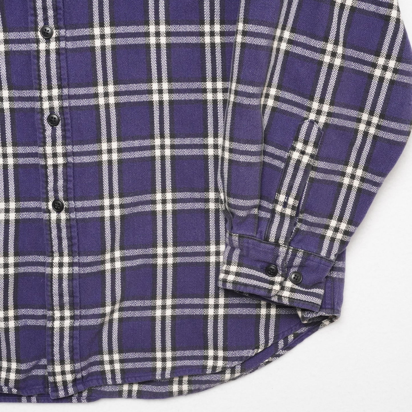 GAP Flannel Shirt Mens L Blue Cream Plaid Button Front Long Sleeve Cotton Casual