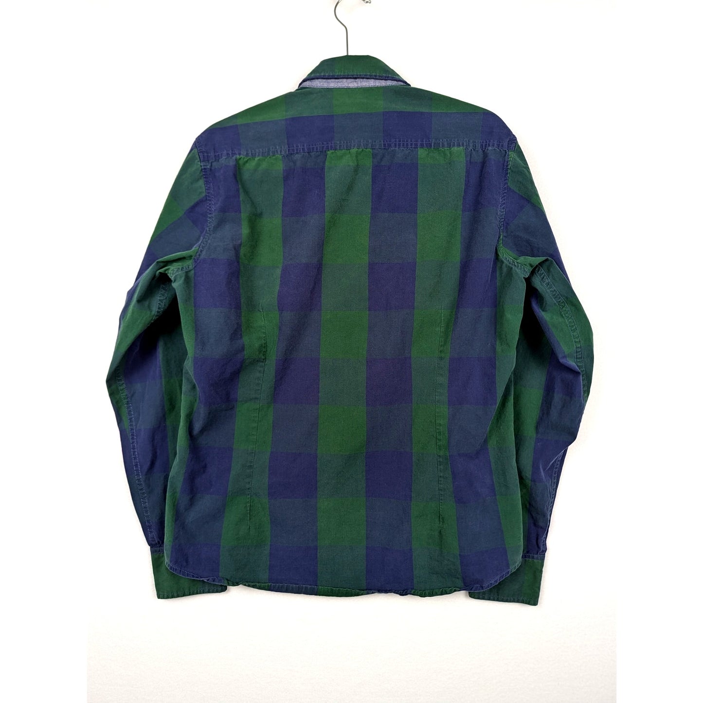 Benetton Green Plaid Shirt Size Men's Large