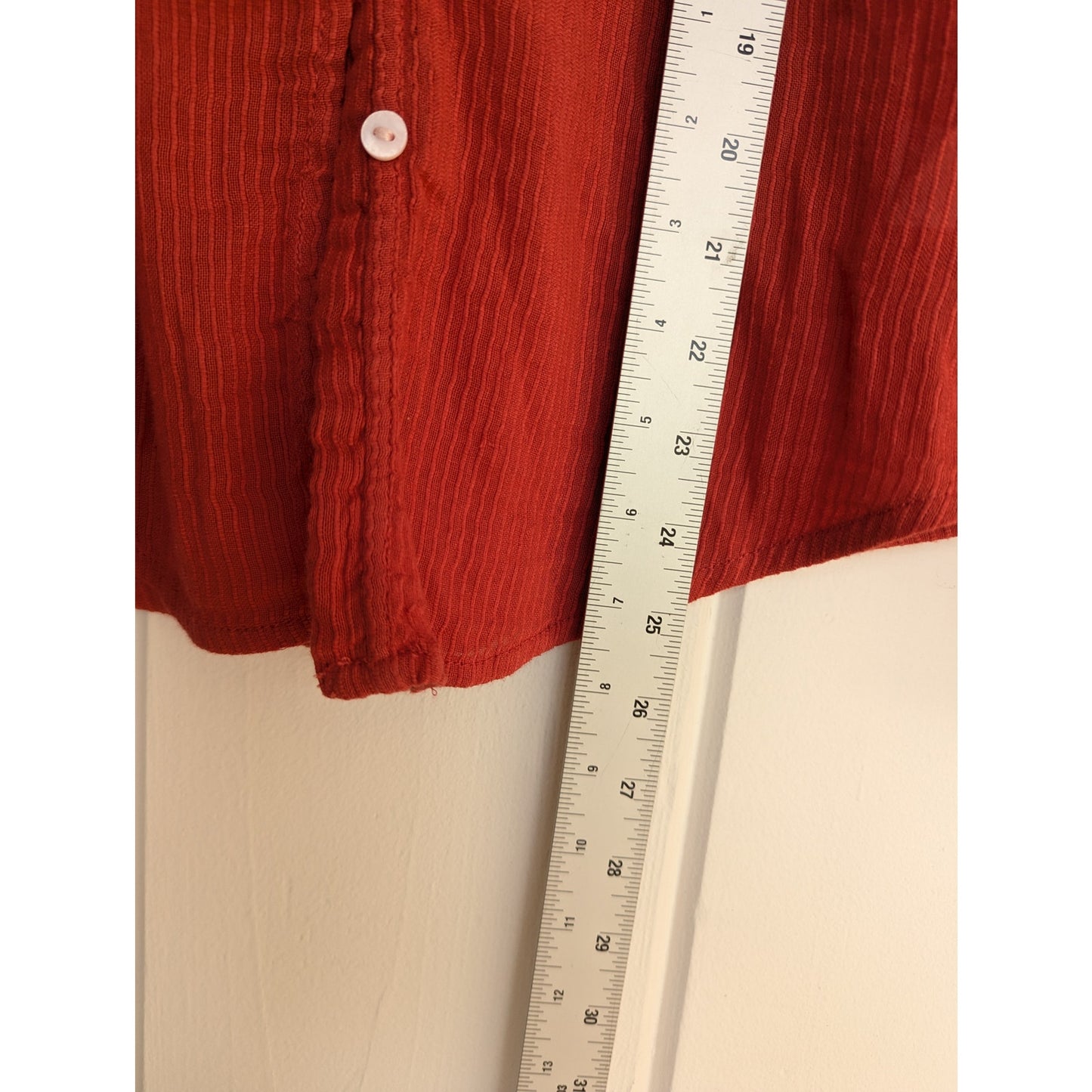 Faherty Red Organic Cotton Western Style Top Size XS