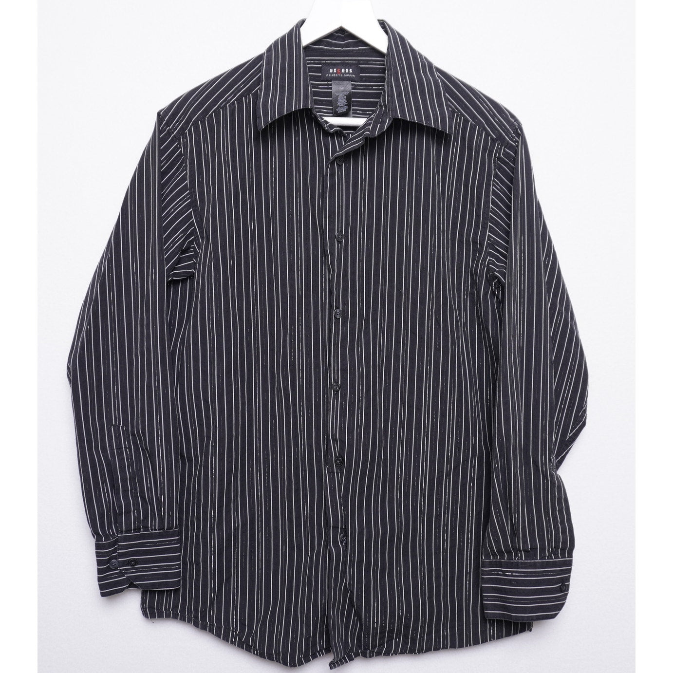 Axcess Black Sparkle Striped Long Sleeve Shirt Men's Size M