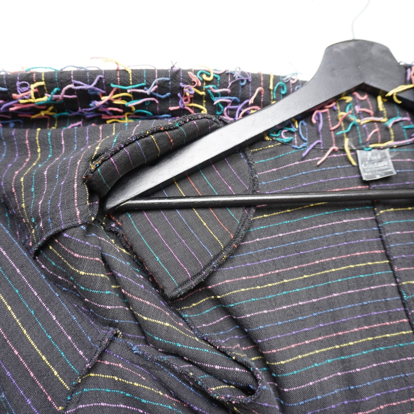 Car Pool Couture Multi Color Fringe Jacket 100% Cotton M