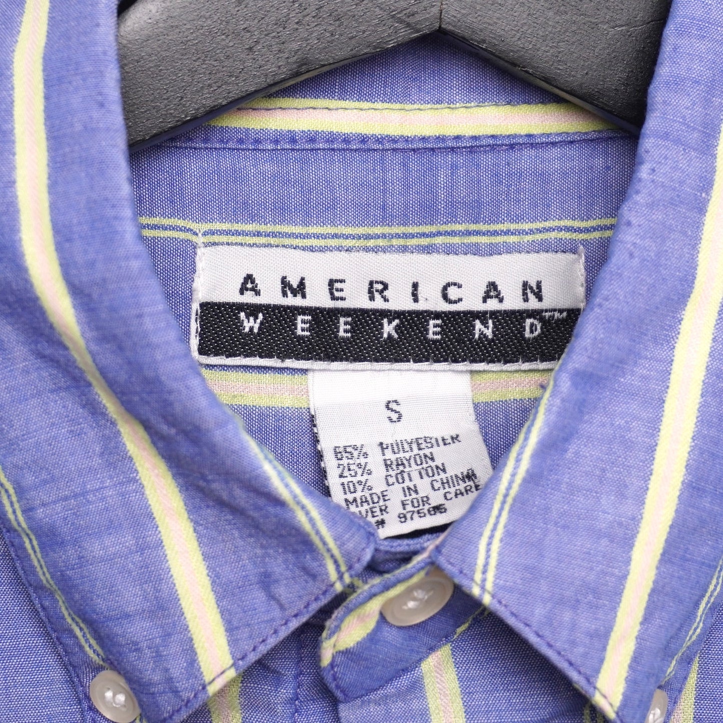 American Weekend Men’s Short Sleeve Button Down Striped Shirt S